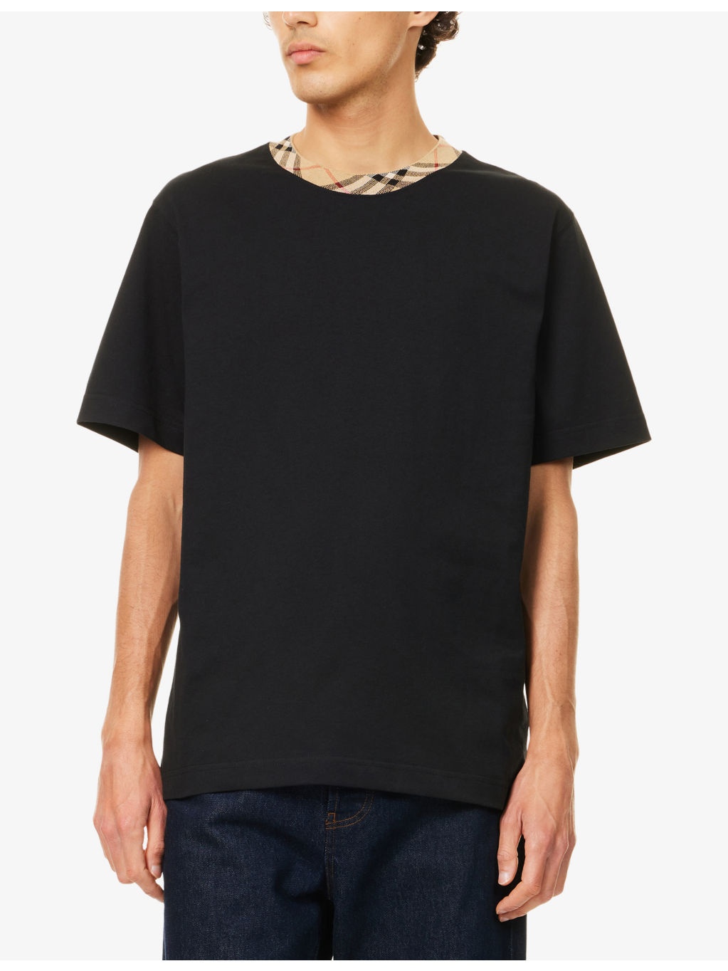 Check-Print Short-Sleeves Cotton-Jersey T-Shirt - 3