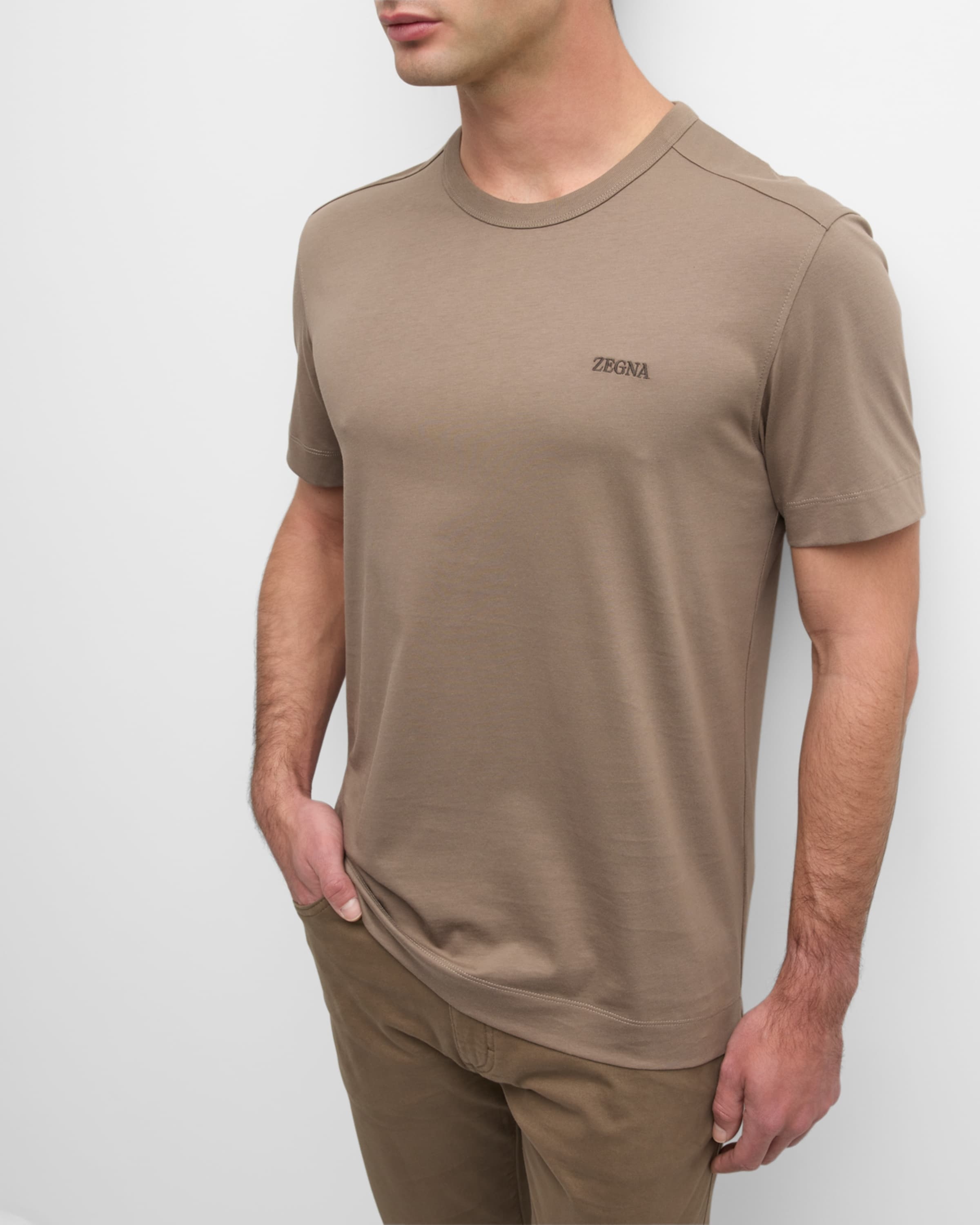 Men's Cotton Embroidered Logo Crewneck T-Shirt - 4