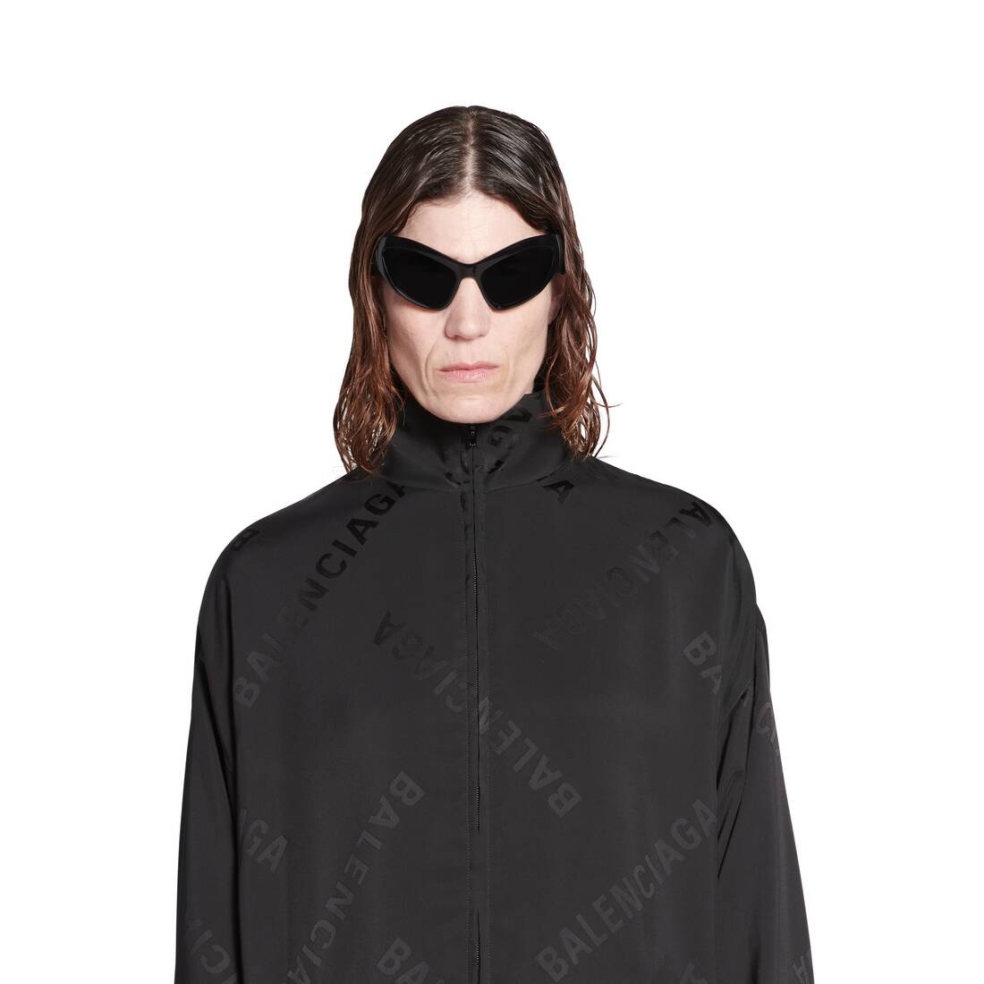Women's Bal Diagonal Allover Fluid Tracksuit Jacket in Black - 5