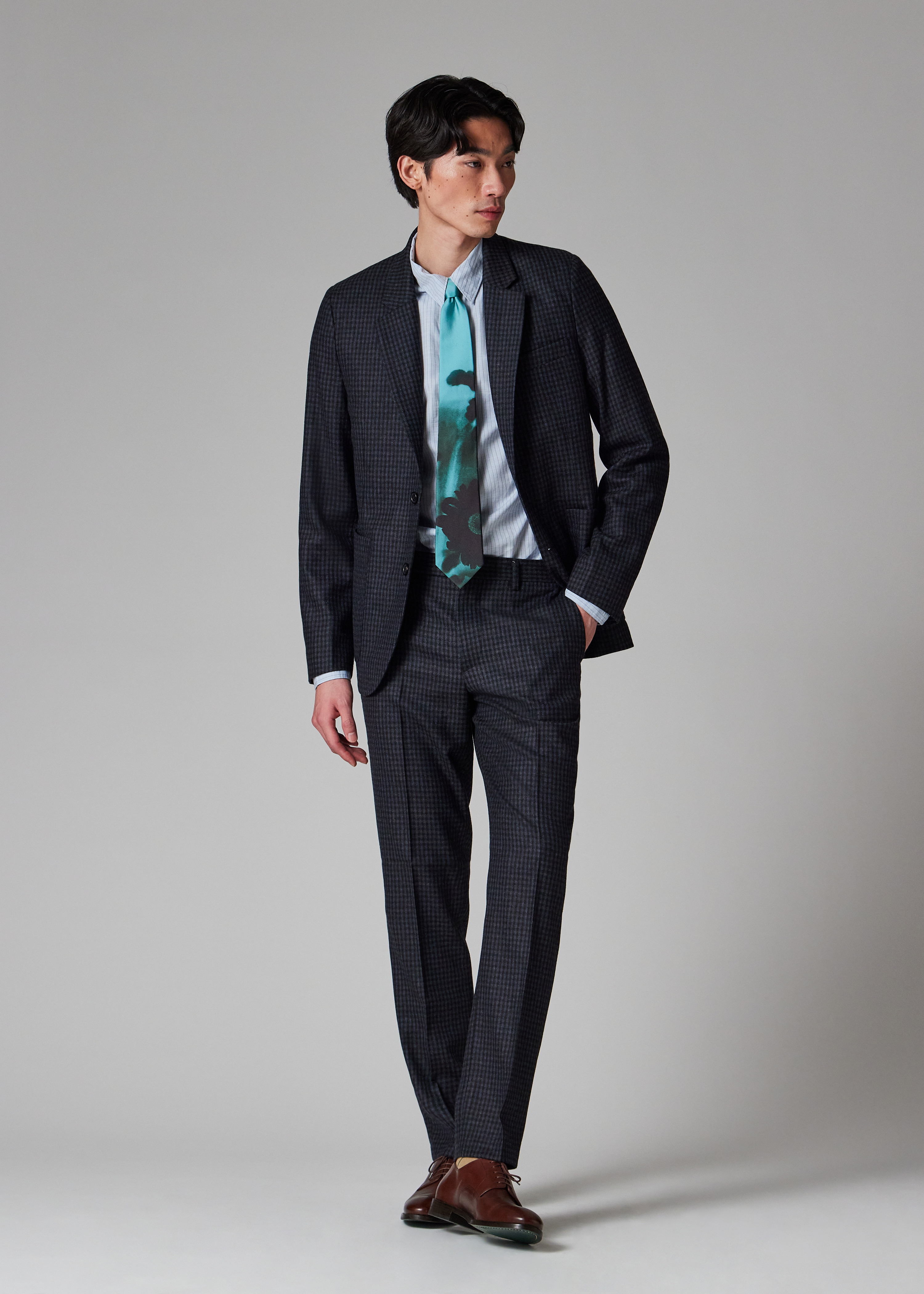 Navy Check Wool Buggy-Lined Suit - 7
