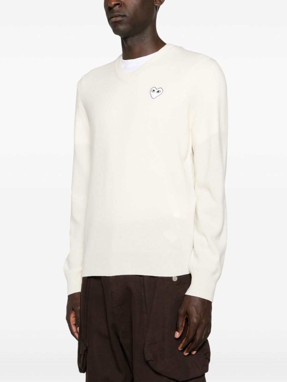 heart-patch wool jumper - 4