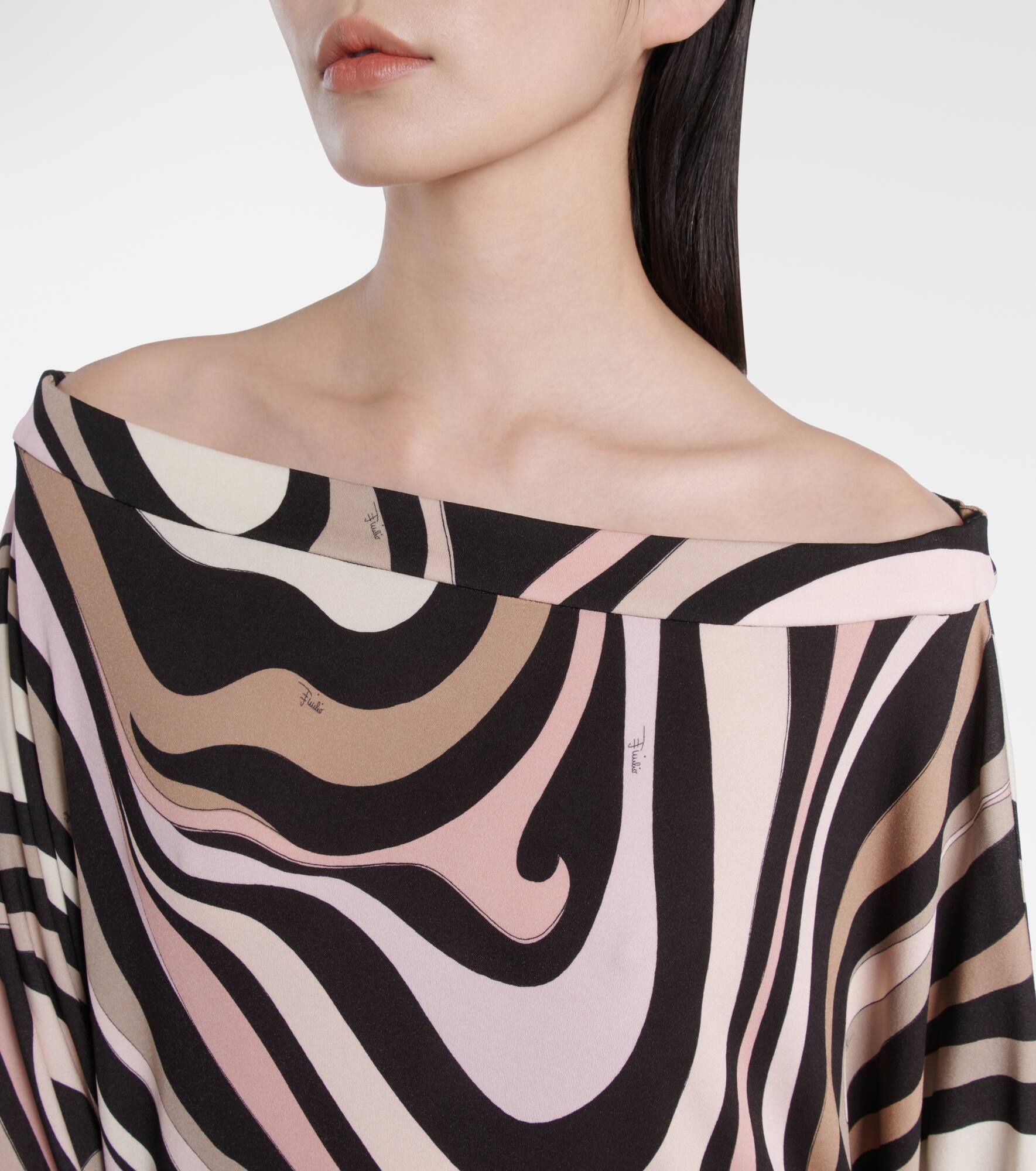 Marmo printed off-shoulder beach cover-up - 4
