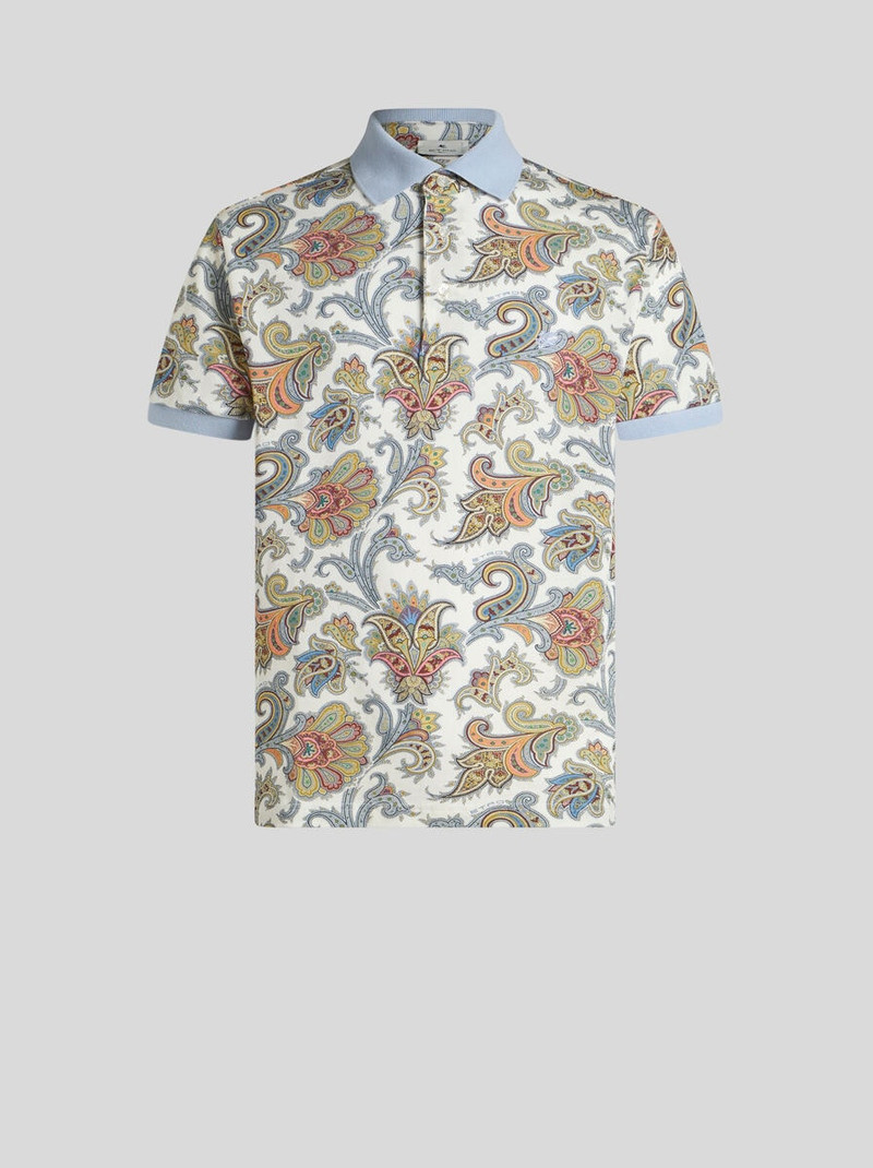 FLORAL PAISLEY COTTON POLO SHIRT - 1