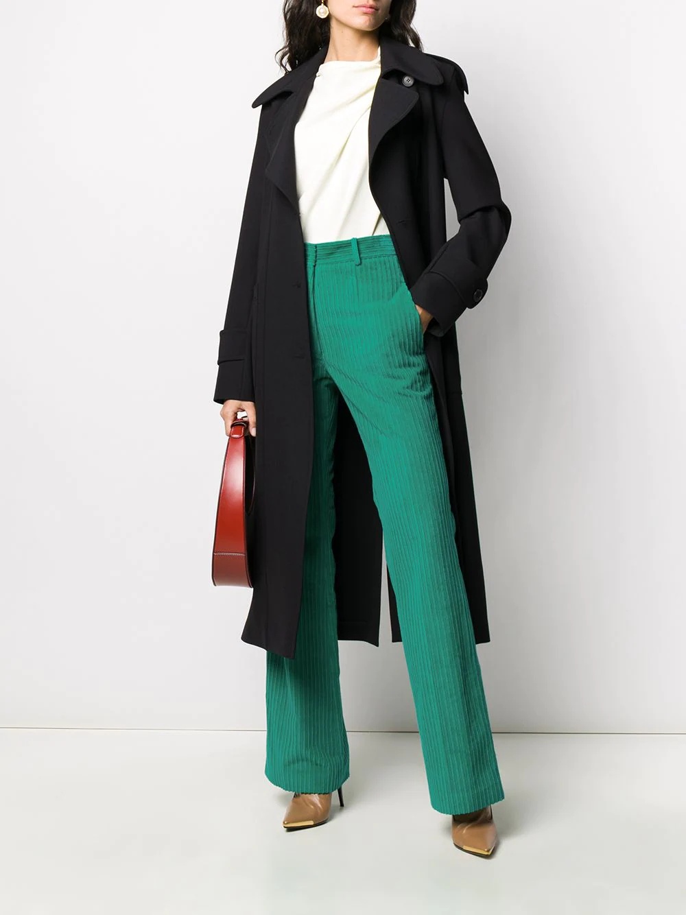 high-rise flared cudouroy trousers - 2