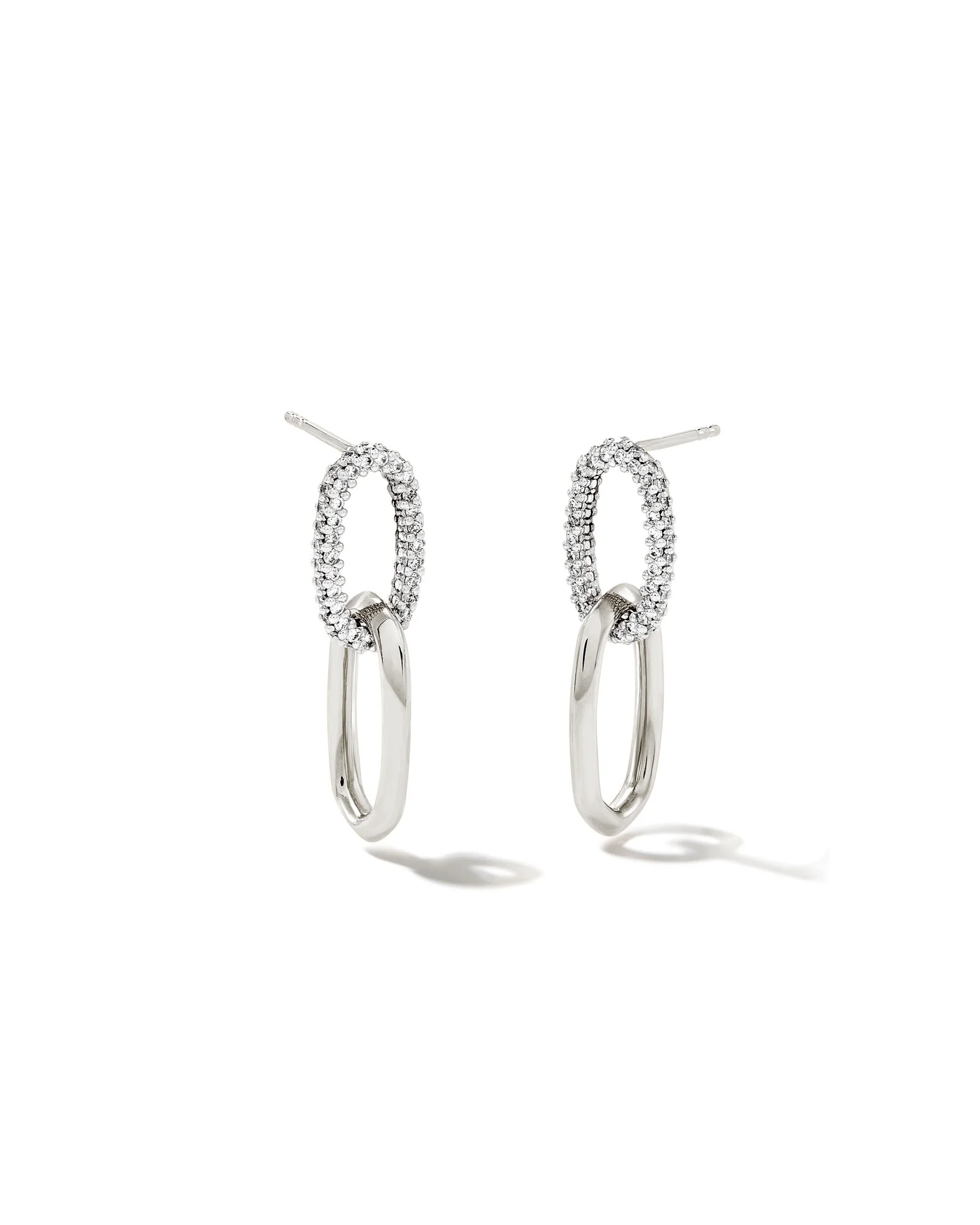 0.42 ct Elisa 14k White Gold Interlocking Drop Earrings in White Diamond - 1