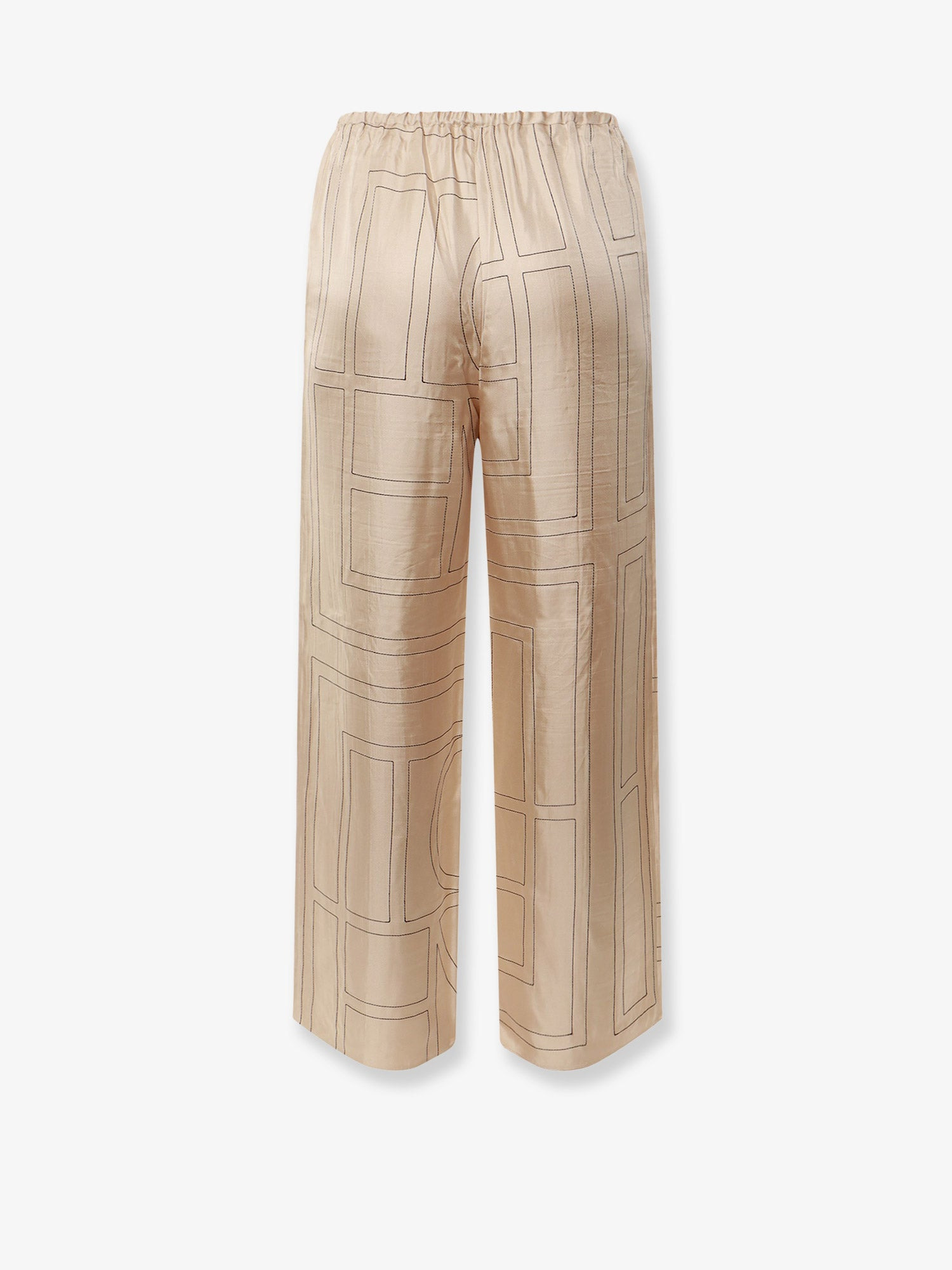 Silk Trousers With Monogram Logo Embroidery - 2