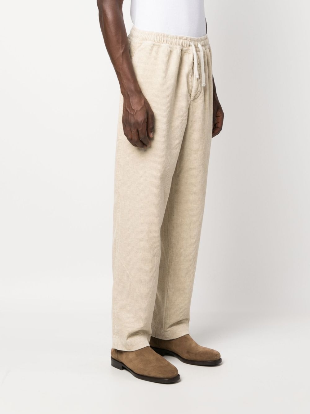 drawstring-fastening corduroy trousers - 3