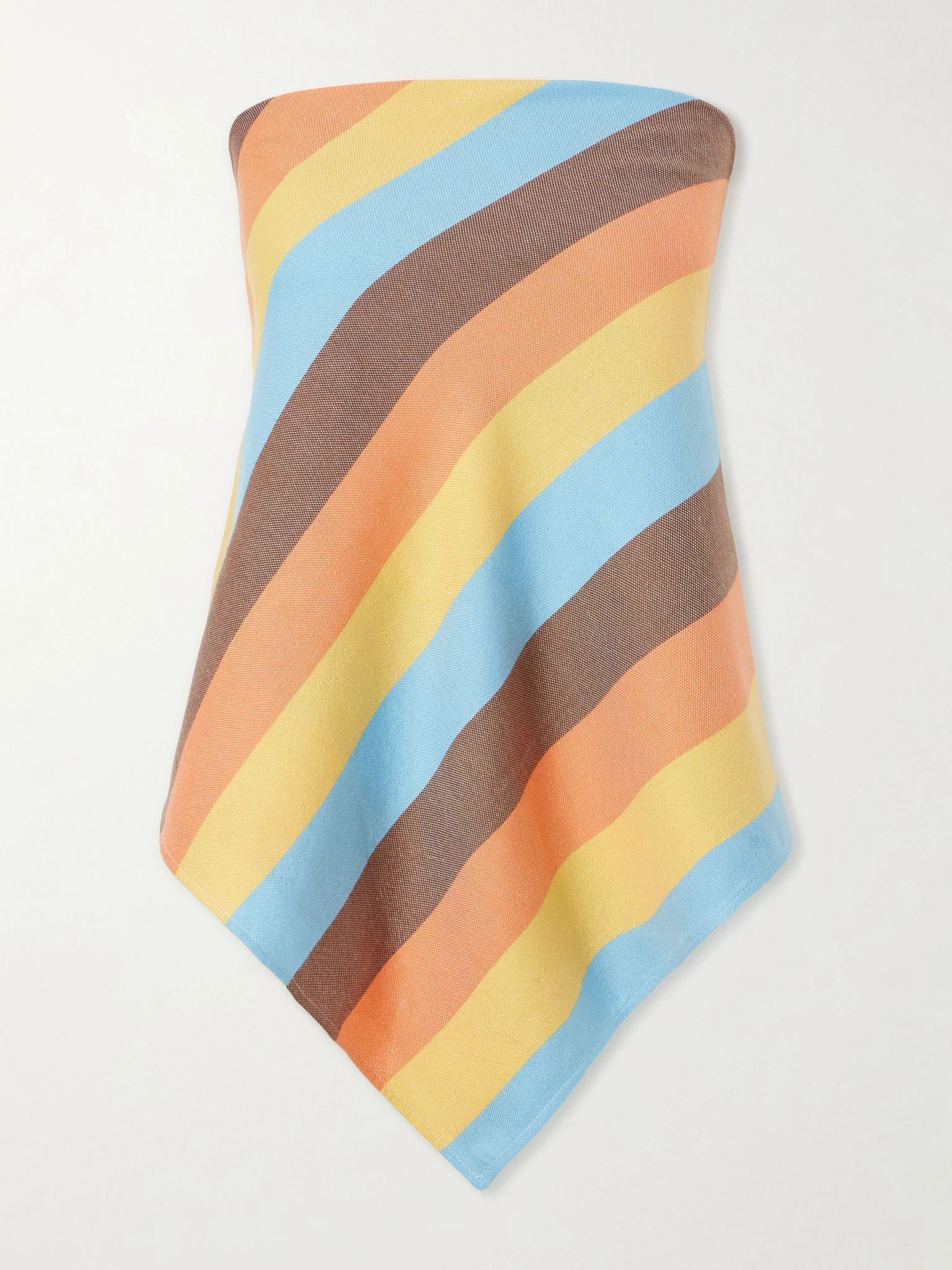 The Triangle strapless striped cotton-blend top Orange - 1