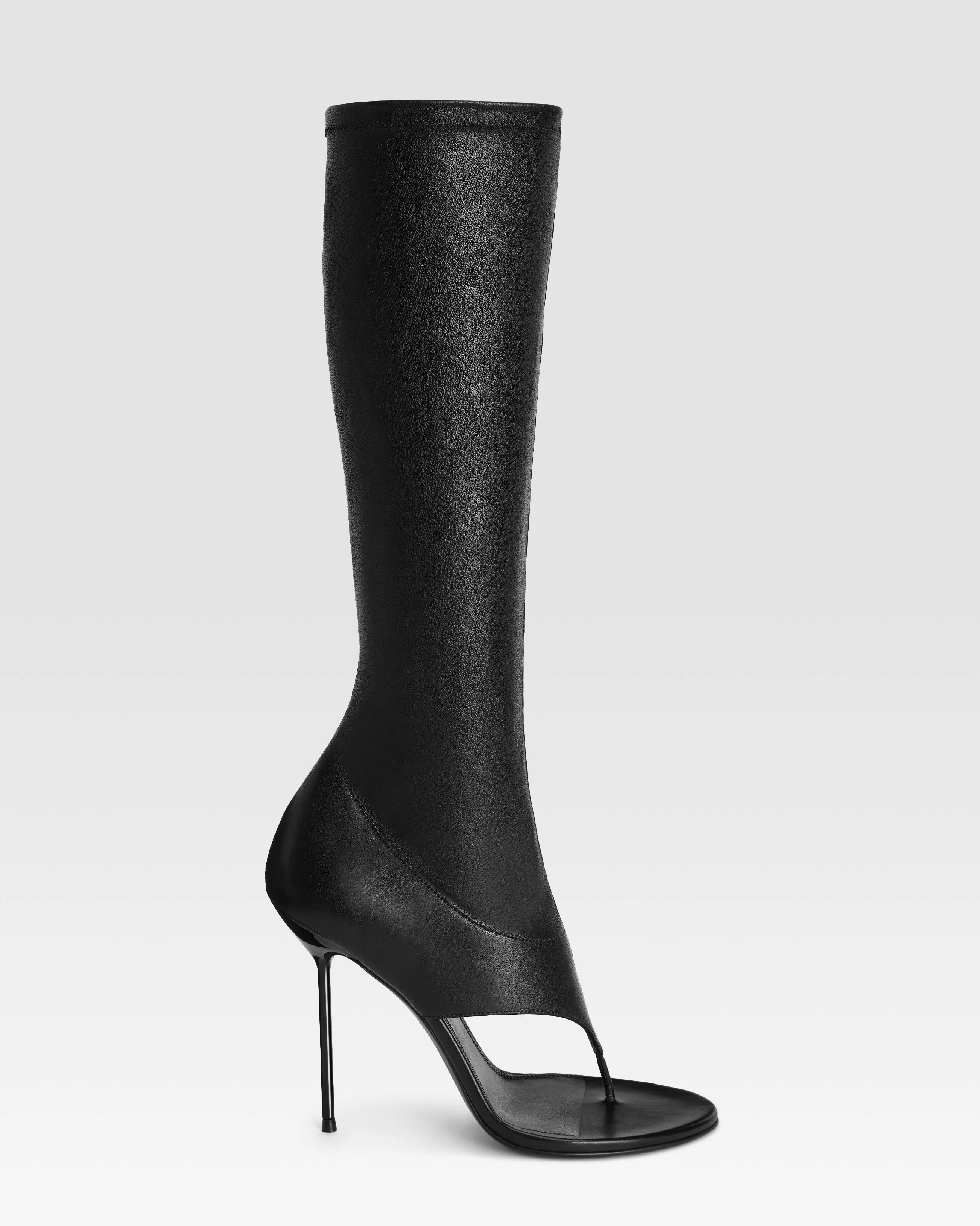 Stretch nappa leather thong boot - 1