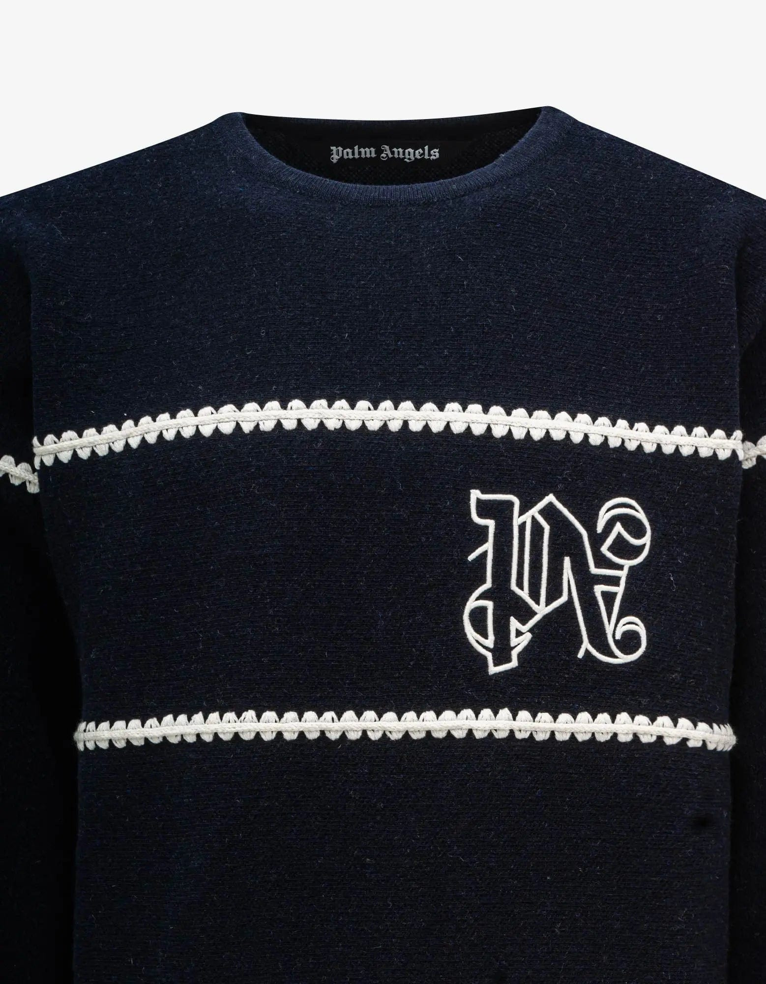 Palm Angels Navy Blue PA Monogram Stripe Sweater - 4