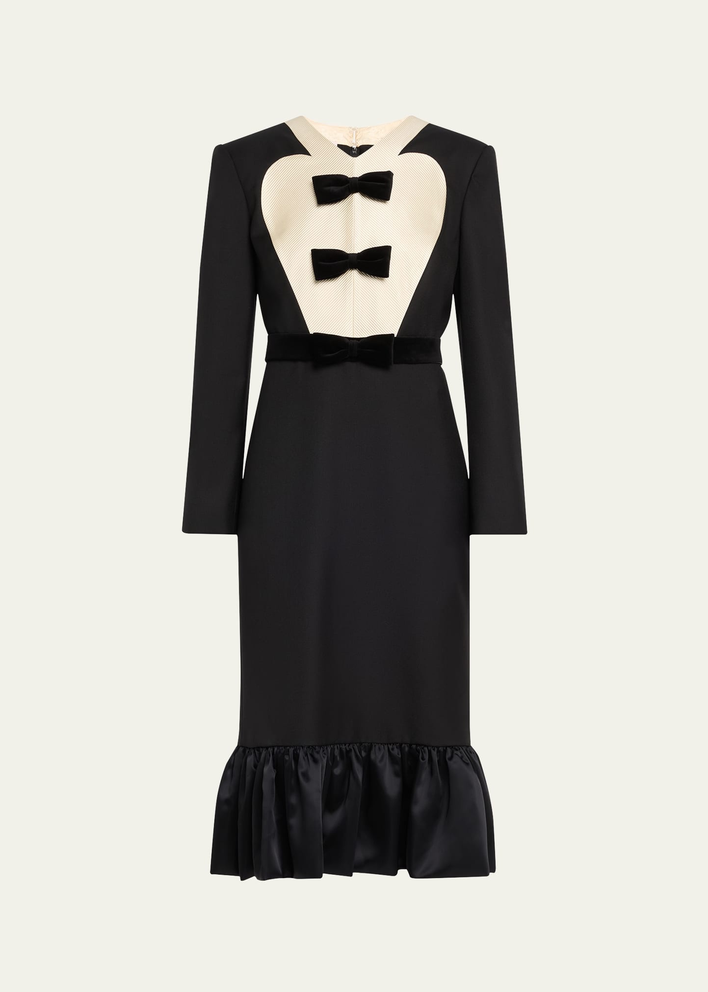 Bow Tuxedo Ruffle Midi Dress - 1