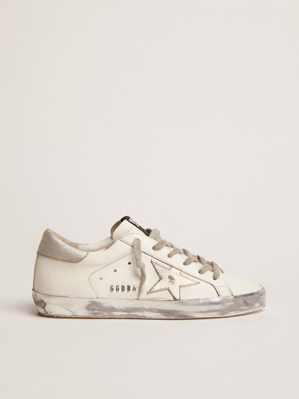 Golden Goose Super-Star sneakers with silver sparkle foxing and 