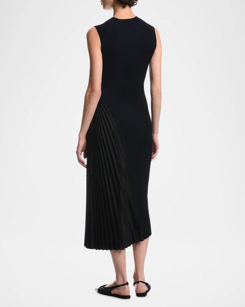 Pleated-Inset Rib Knit Midi Dress 3