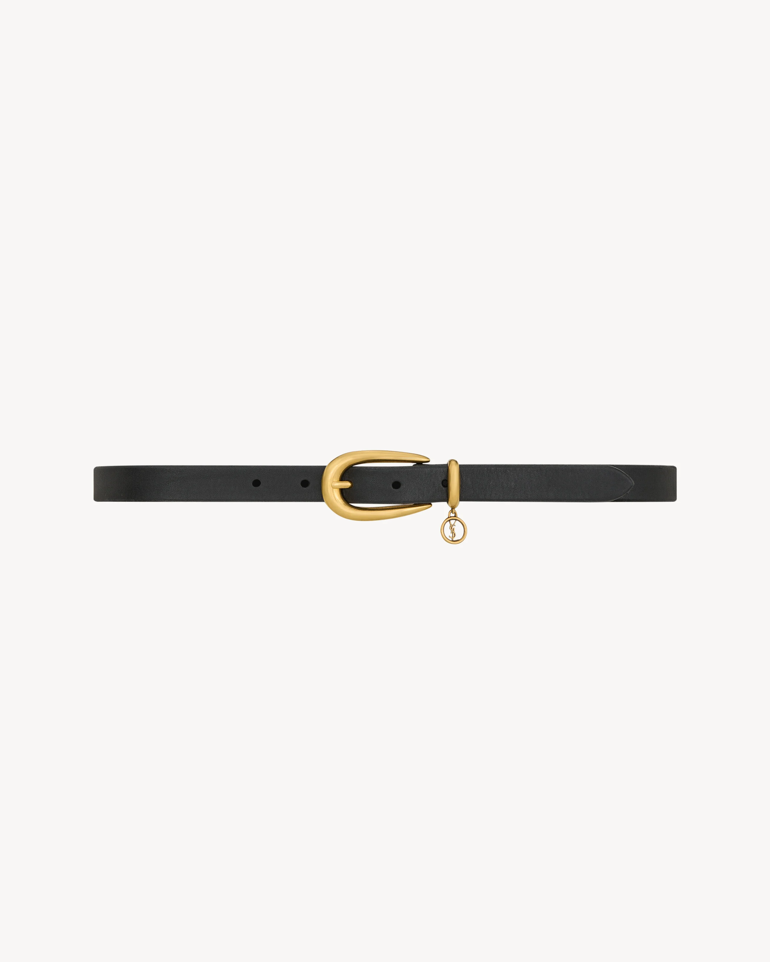 CASSANDRE CHARM ELONGATED BUCKLE THIN BELT IN LEATHER - 1
