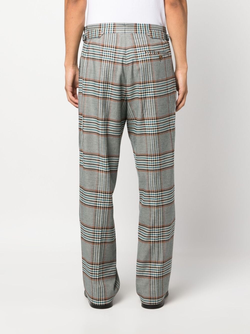plaid-check pattern straight-leg trousers - 4