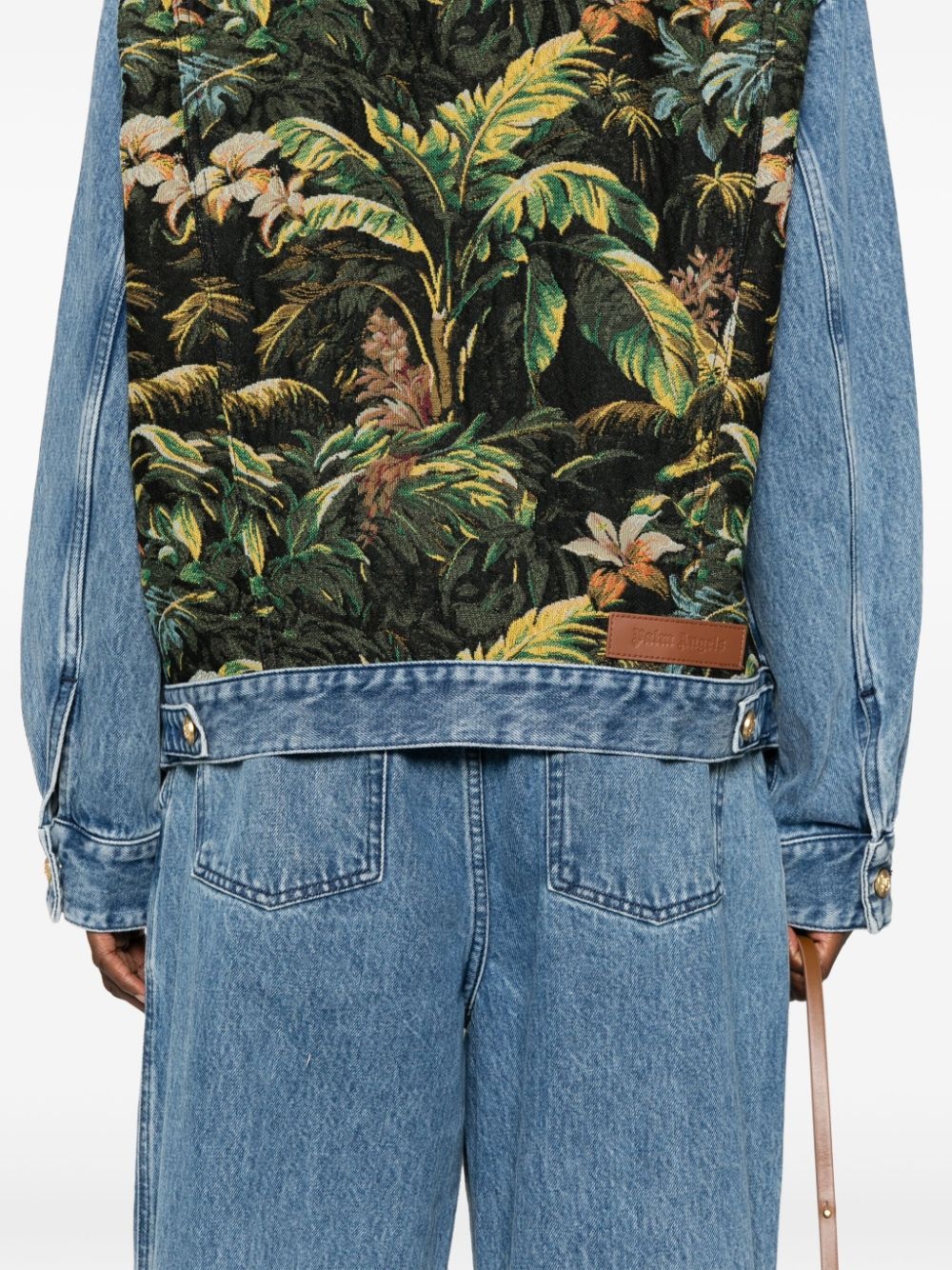 embroidered-panel denim jacket - 5