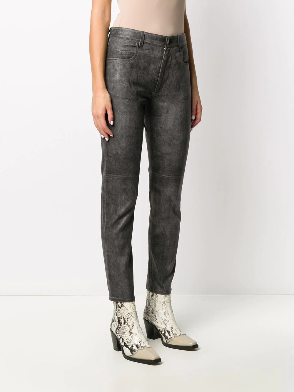 coated mid-rise skinny jeans - 3