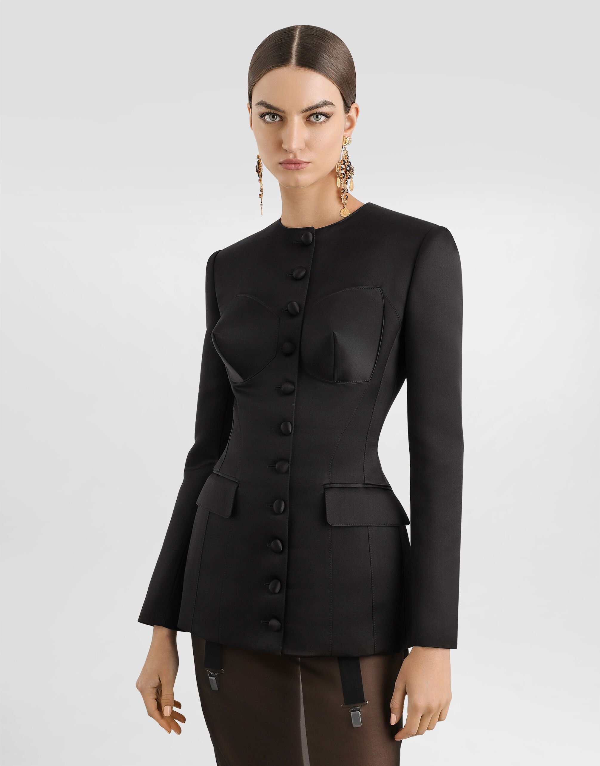 Single-breasted duchess jacket with conical cups - 4