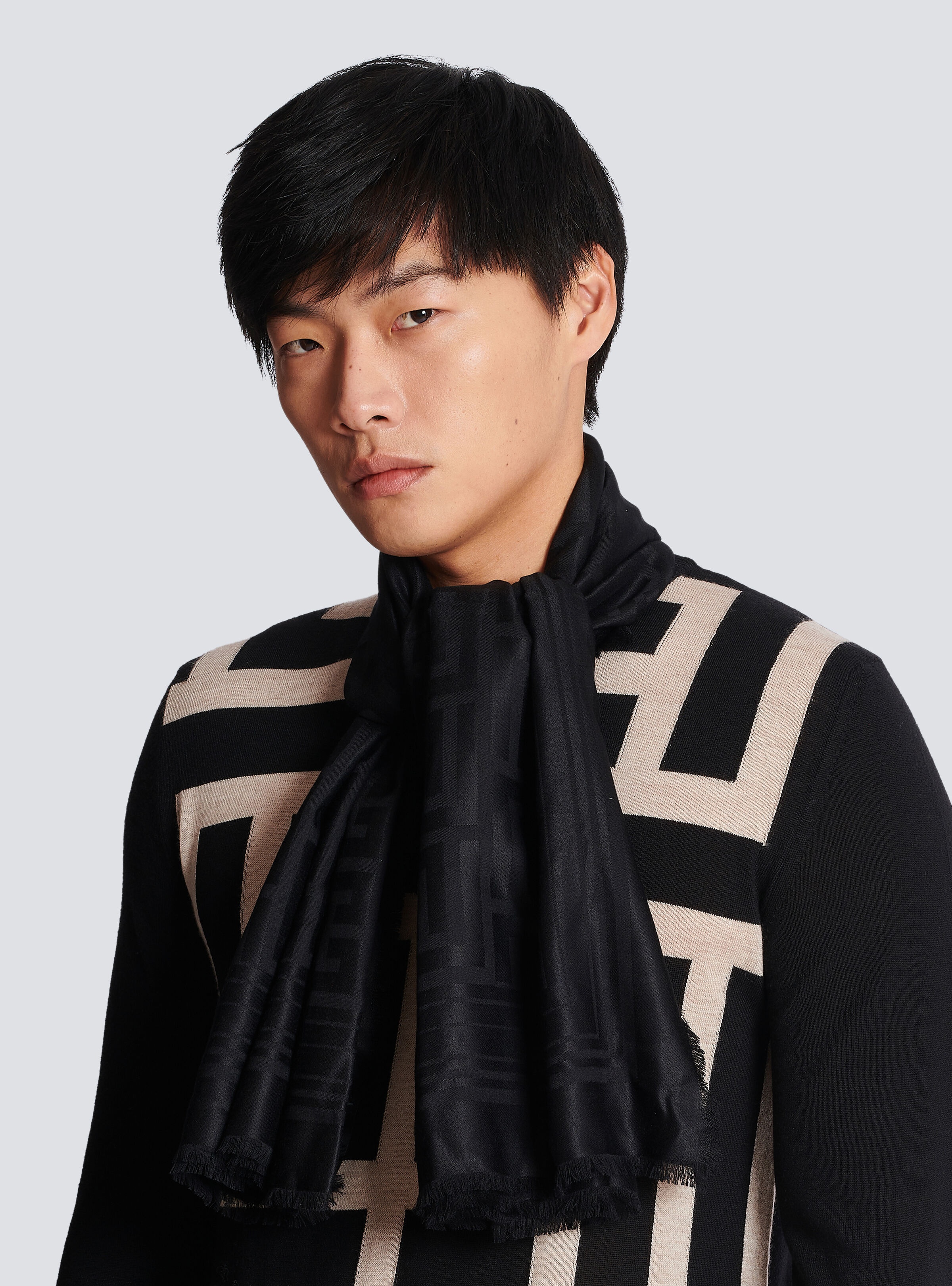 Scarf with tone-on-tone monogram detail - 4
