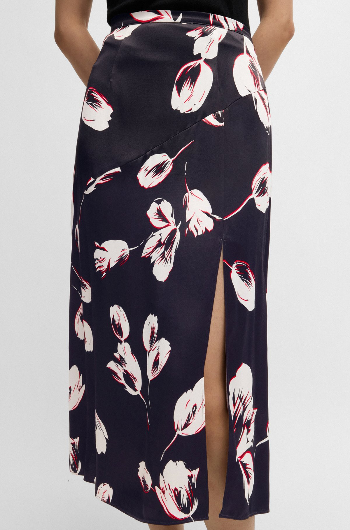 SATIN MAXI SKIRT WITH TULIP PRINT - 5