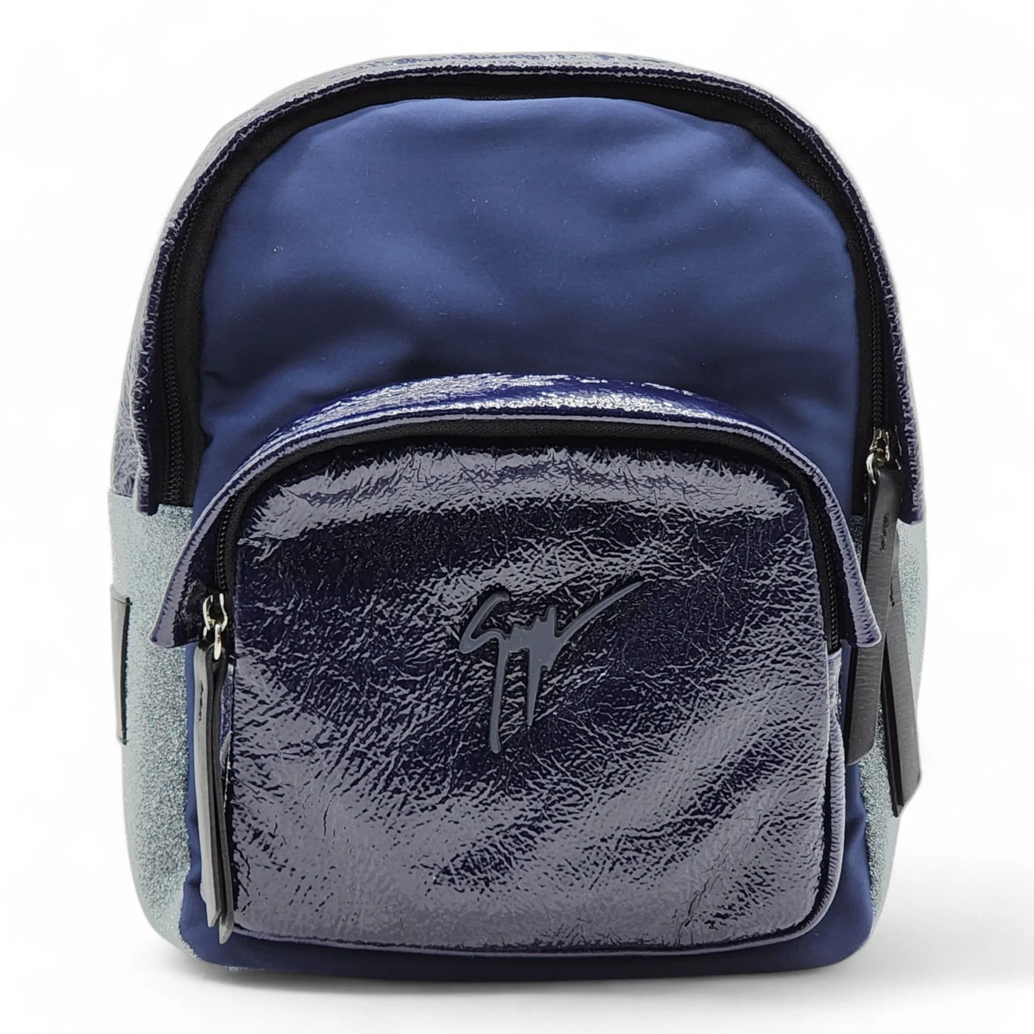Giuseppe Zanotti Logo Backpack - Nylon, Leather, Suede - Blue - 1