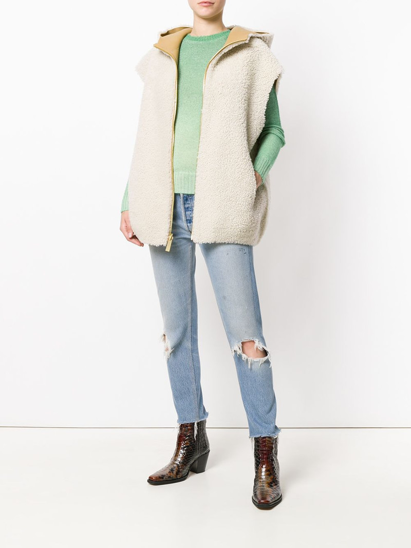 zipped shearling gilet 6