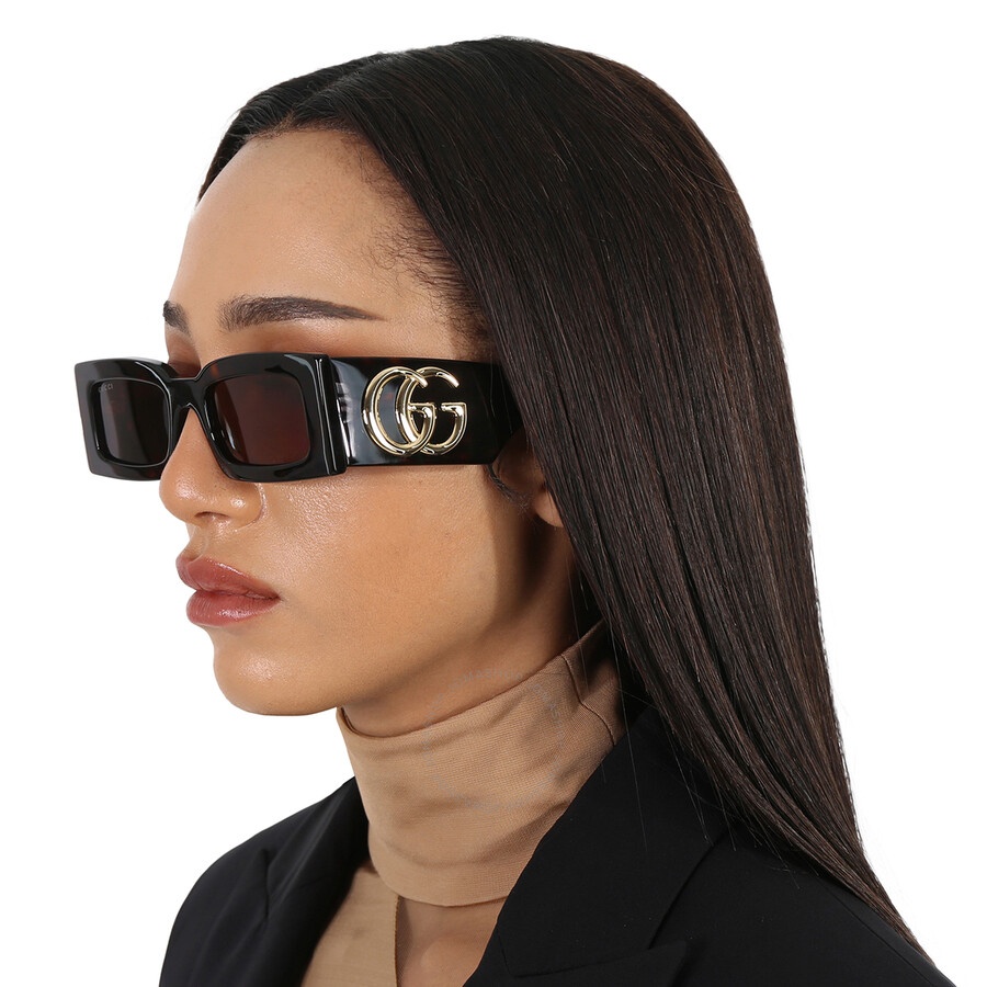 Gucci Brown Rectangular Ladies Sunglasses GG1425S 002 53 - 2