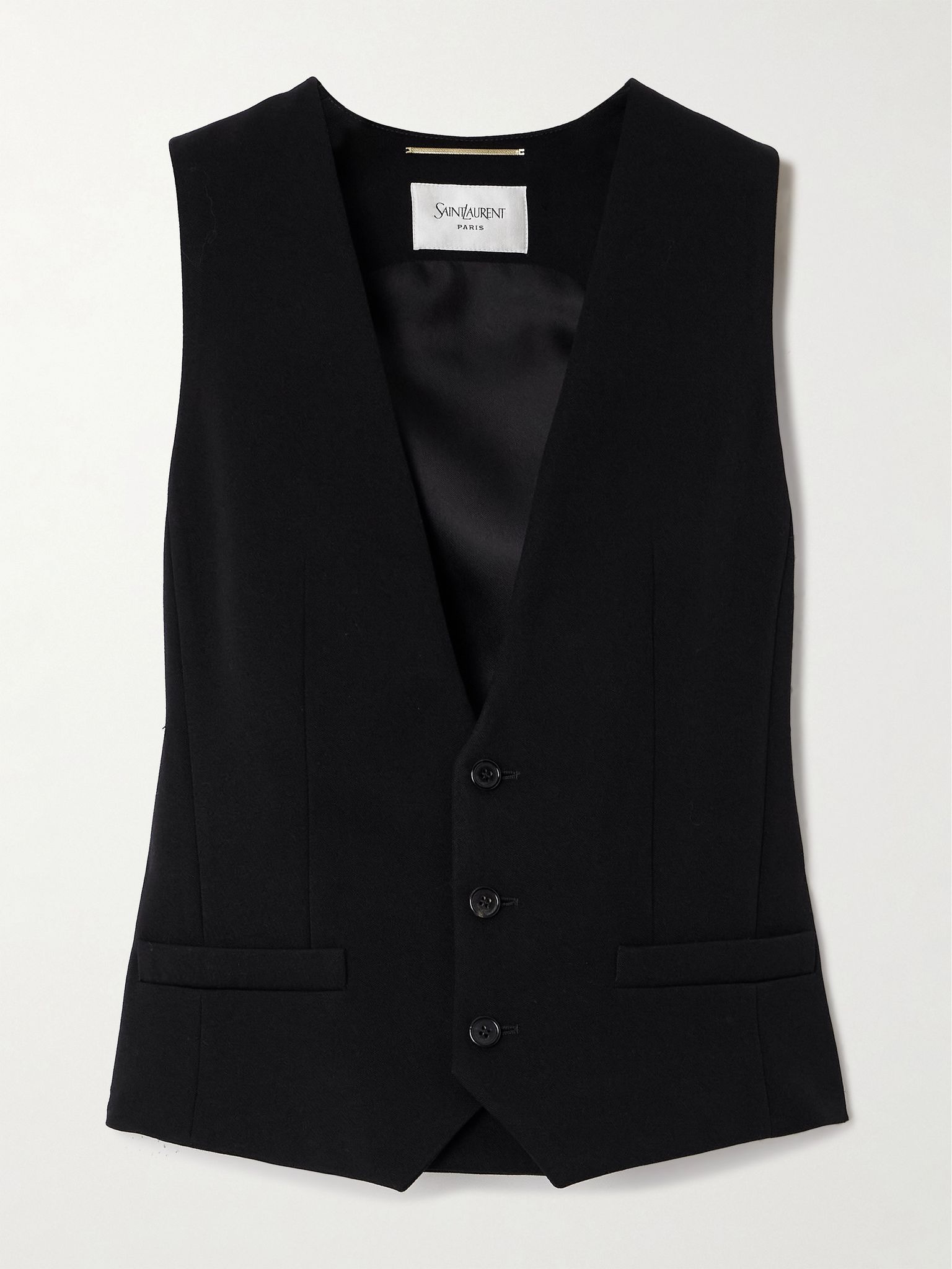 Belted grain de poudre wool vest Black - 1