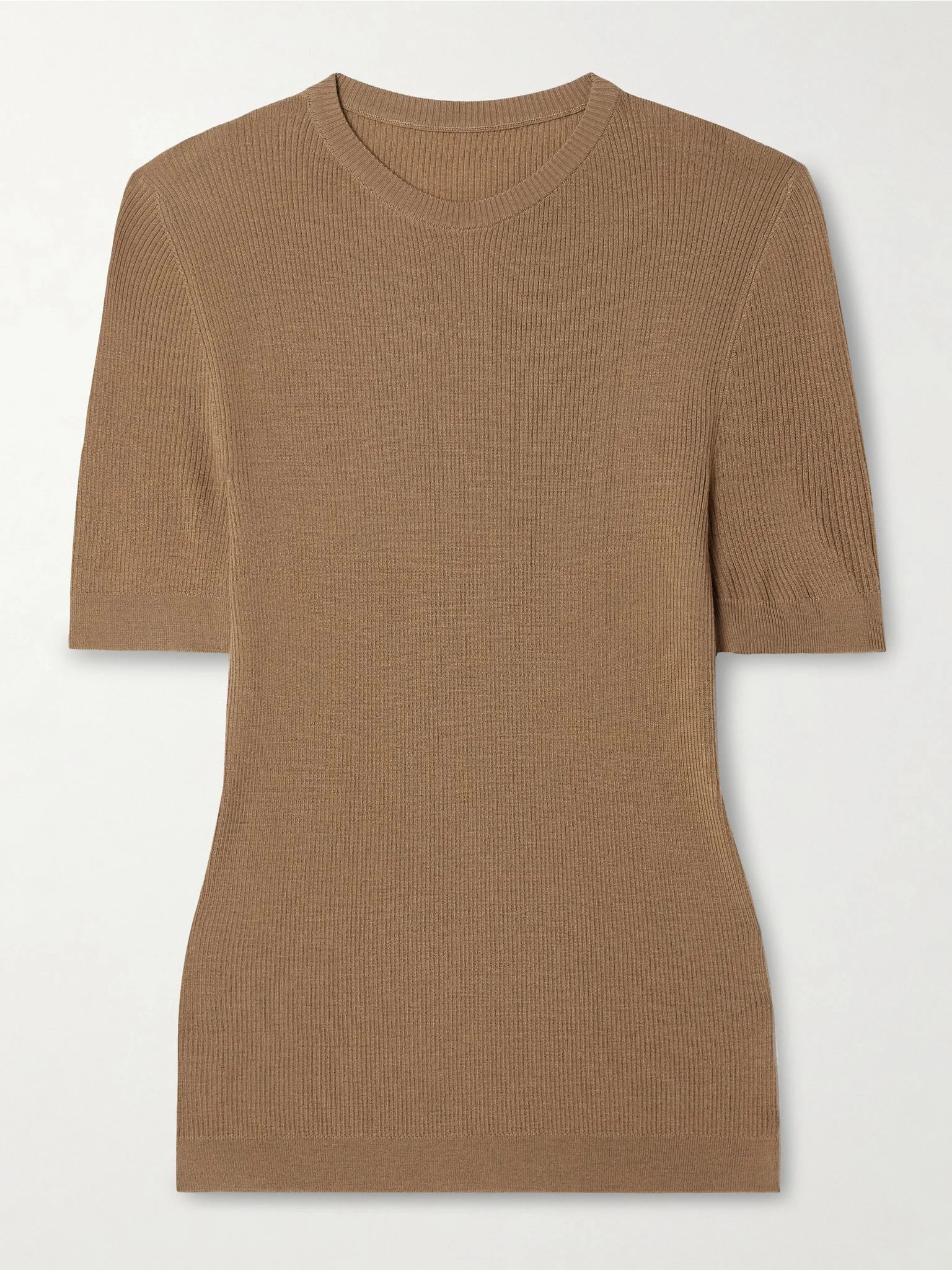 Celina ribbed wool-blend top Light brown - 1