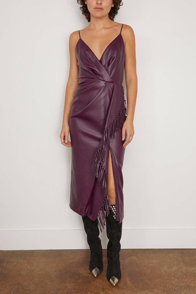 Carlee Fringe Midi Dress in Plum 3
