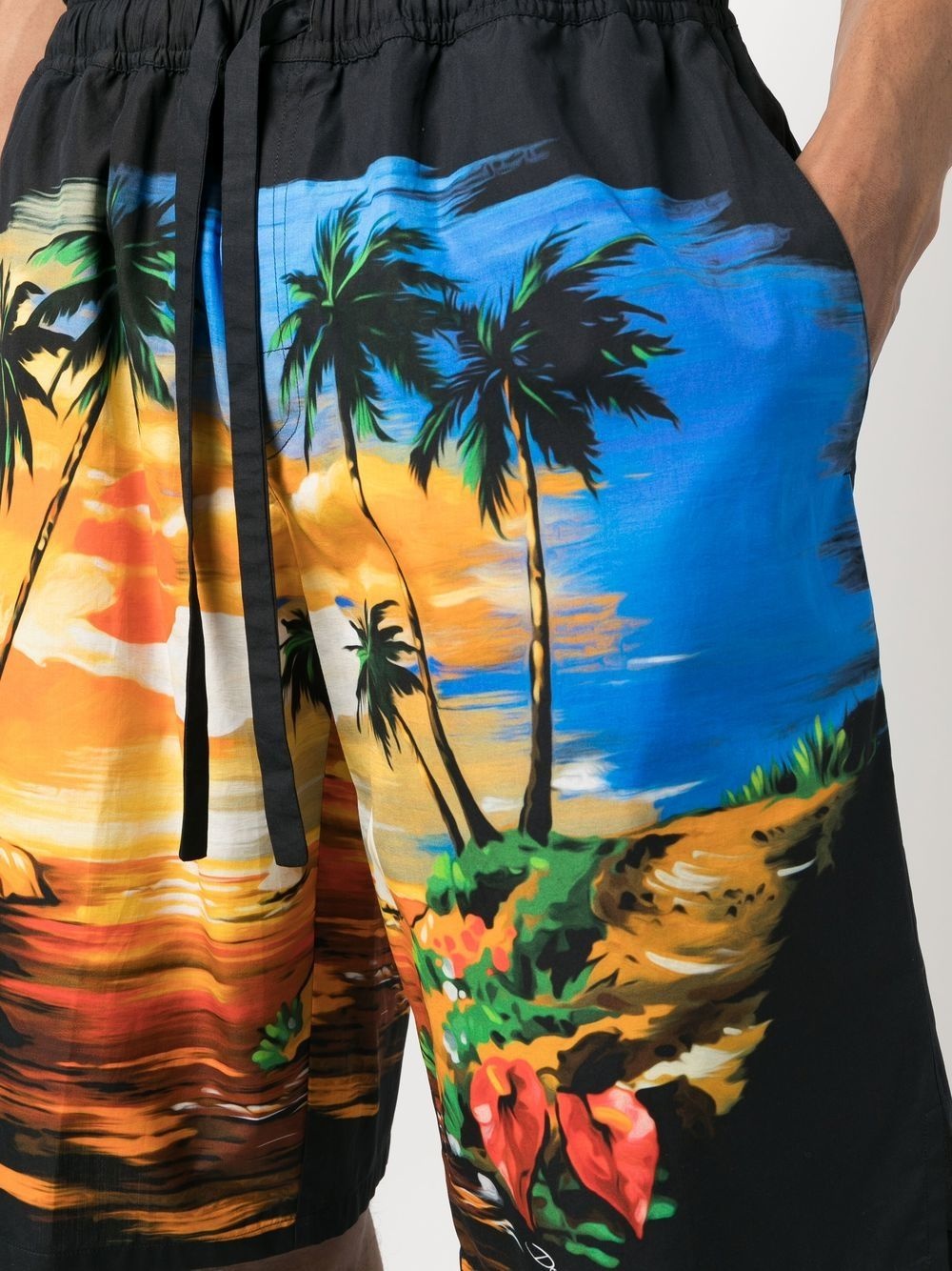 palm tree-print cotton shorts - 5