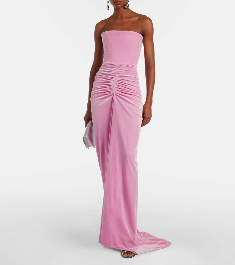 ALEX PERRY Ruched velvet bustier gown outlook