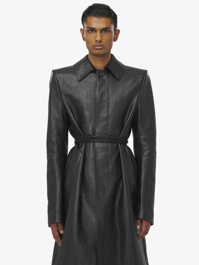 Stacked Shoulder Leather Raincoat​ - 5