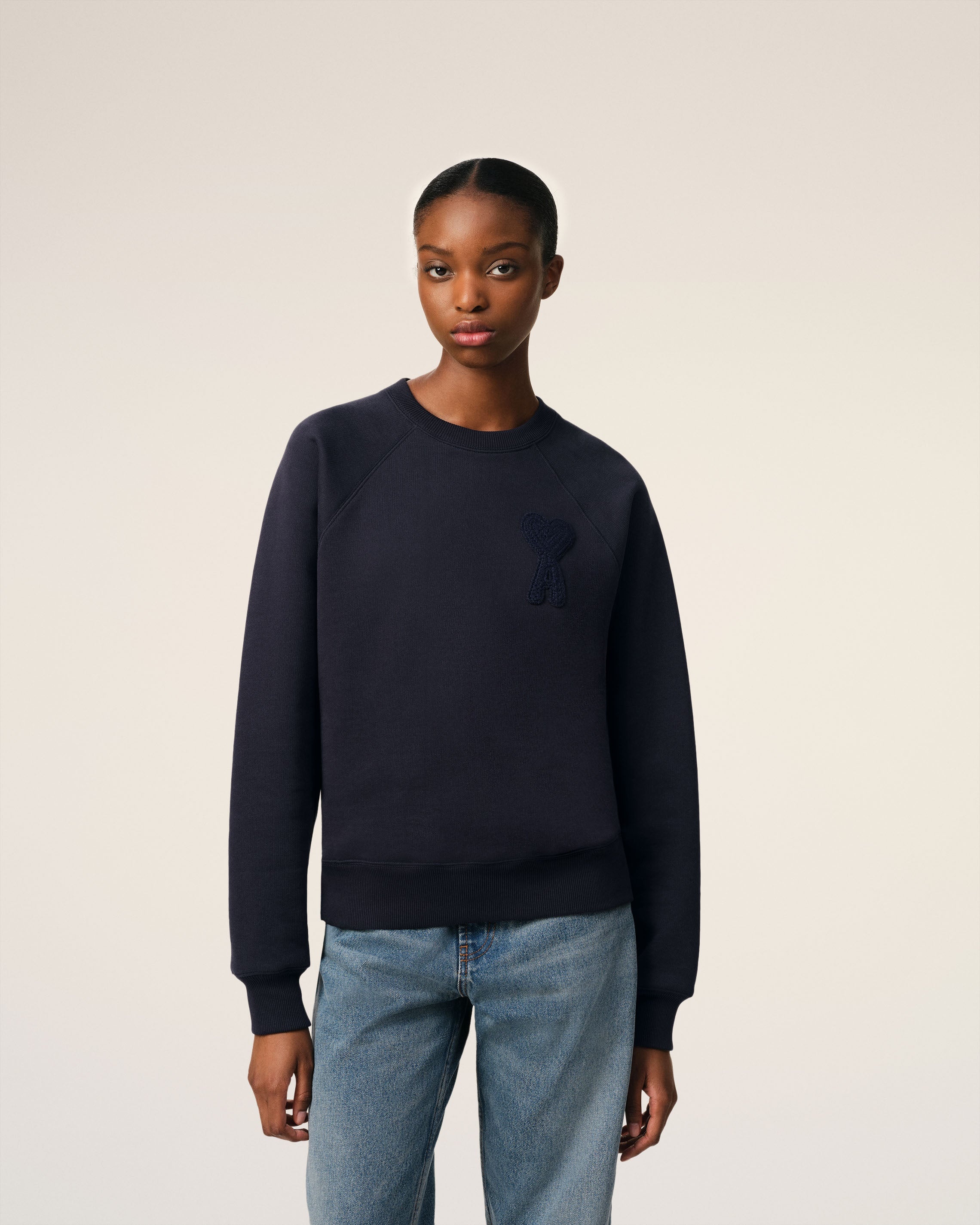 NAVY COTTON AMI DE COEUR PATCH SWEATSHIRT - 3