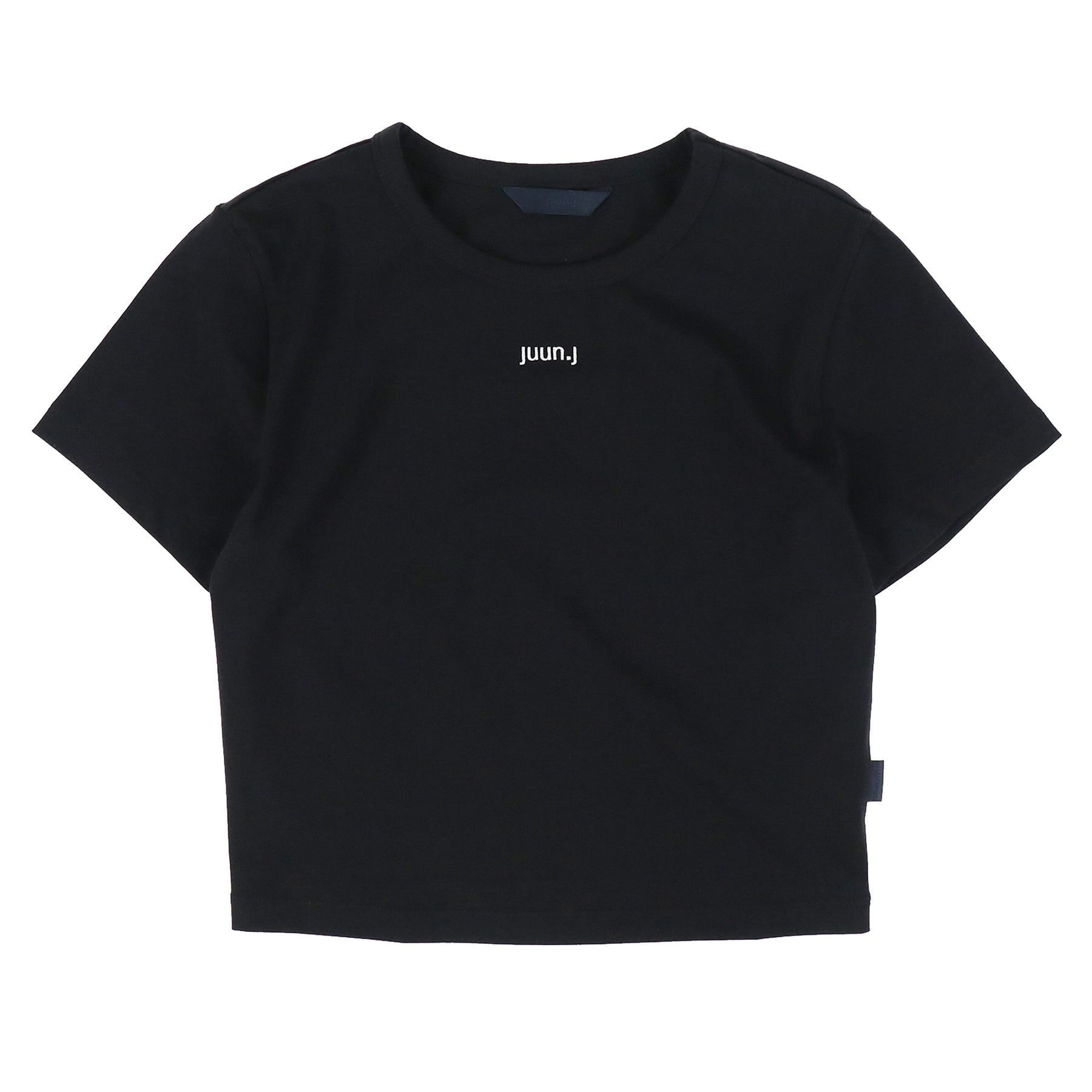 JUUN.J EMBROIDERED SLIM FIT CROP T-SHIRT / BLK - 1