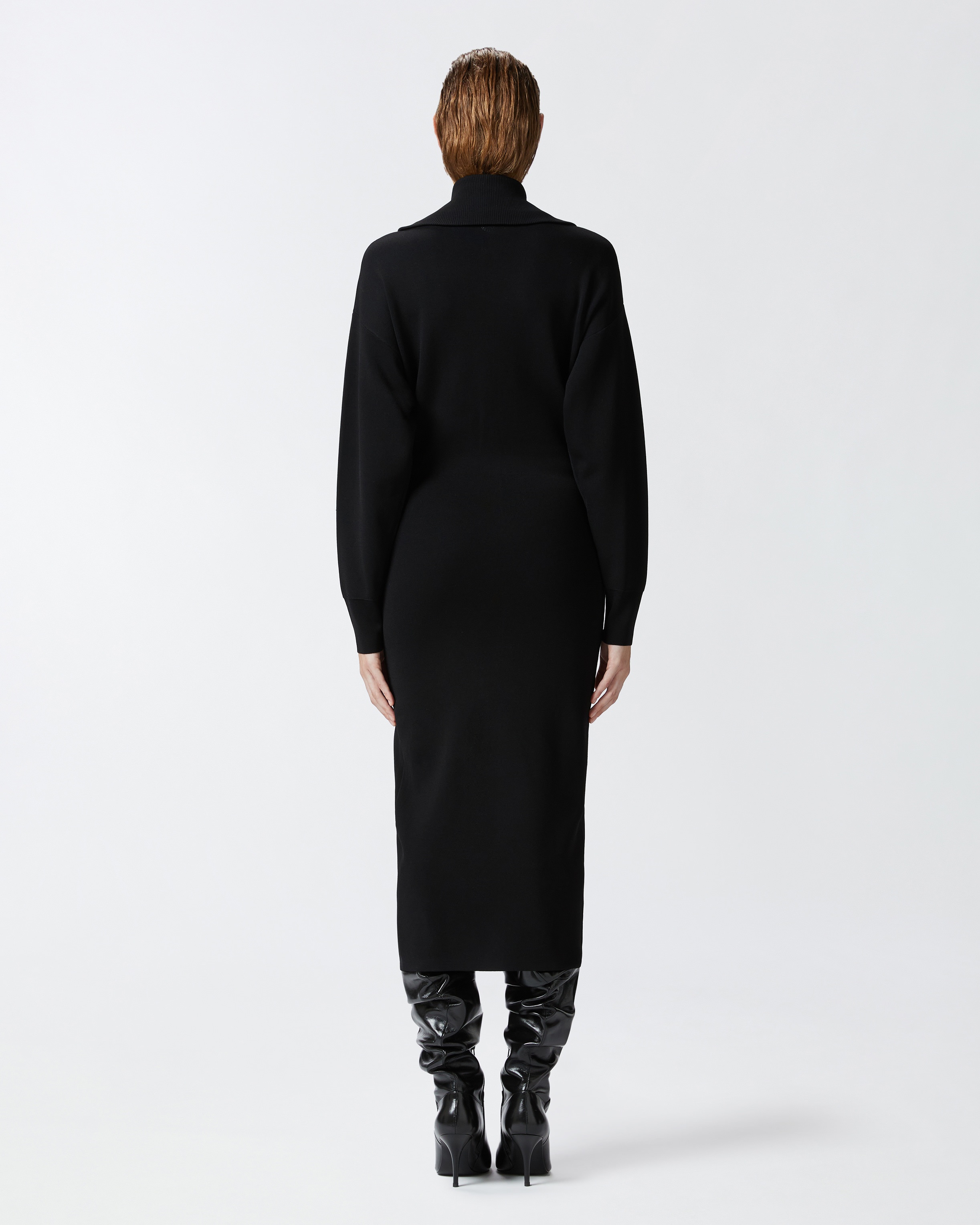 HIGH NECK KNITTED MIDI DRESS WITH ZIP - 4