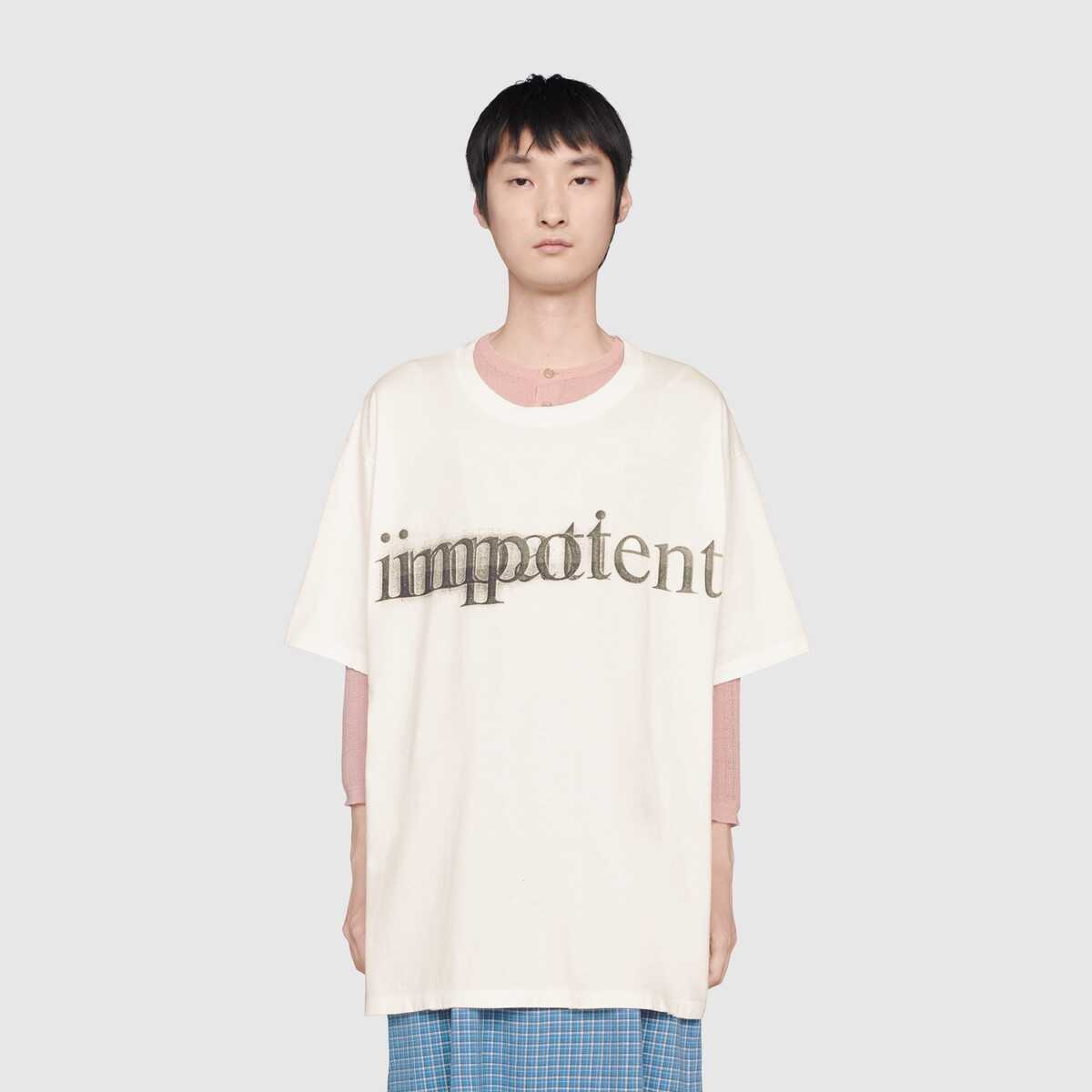 'impatient/impotent' print oversize T-shirt - 3