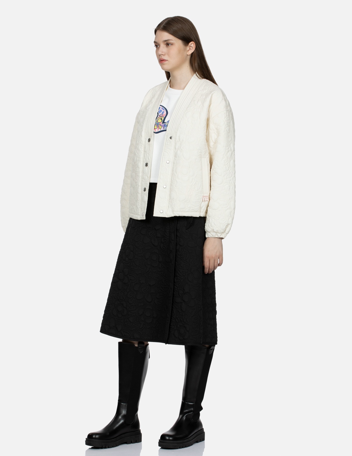 ALLOVER QUILTED SEAGULL AND FLORAL FASHION FIT JACKET - 3