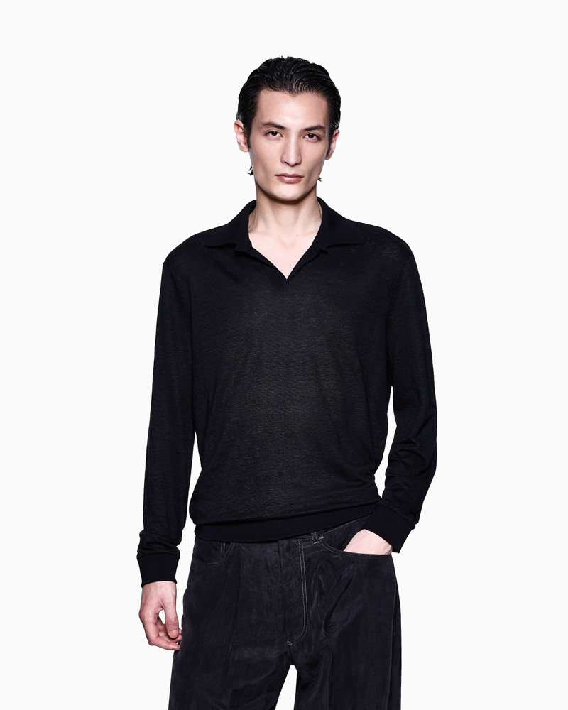 GIORGIO ARMANI LONG-SLEEVED POLO SHIRT IN LINEN JERSEY outlook