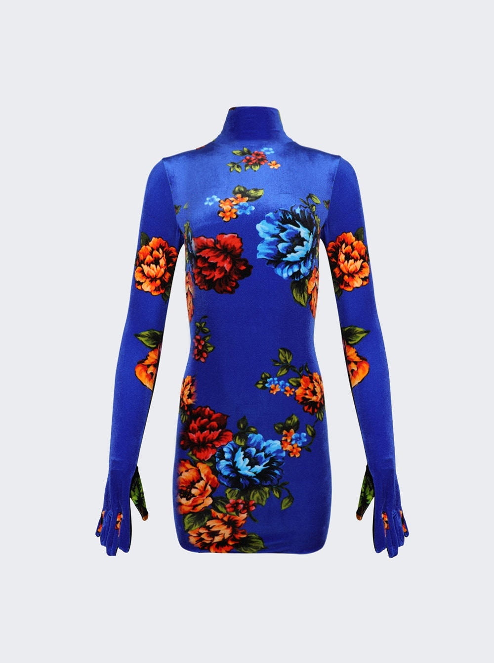 Velvet Styling Dress With Gloves Floral - 1