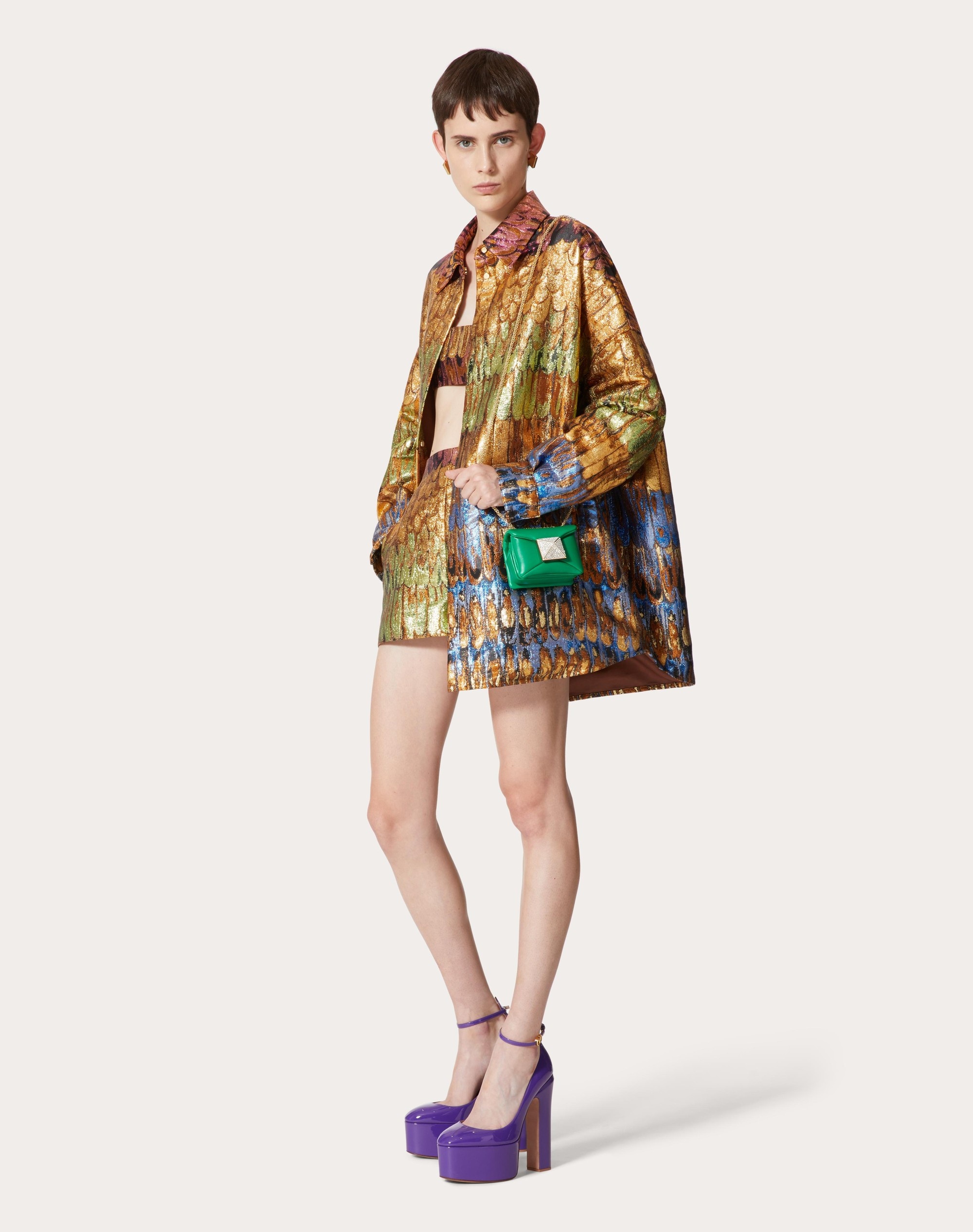 VALENTINO GOLDEN WINGS MULTICOLOR BROCADE OVERSHIRT - 2