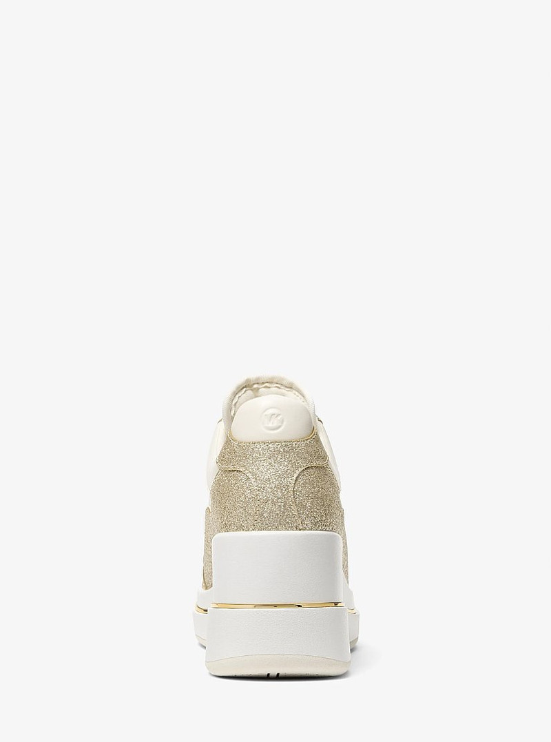 Emmy Glitter Embellished Leather Wedge Trainer 3