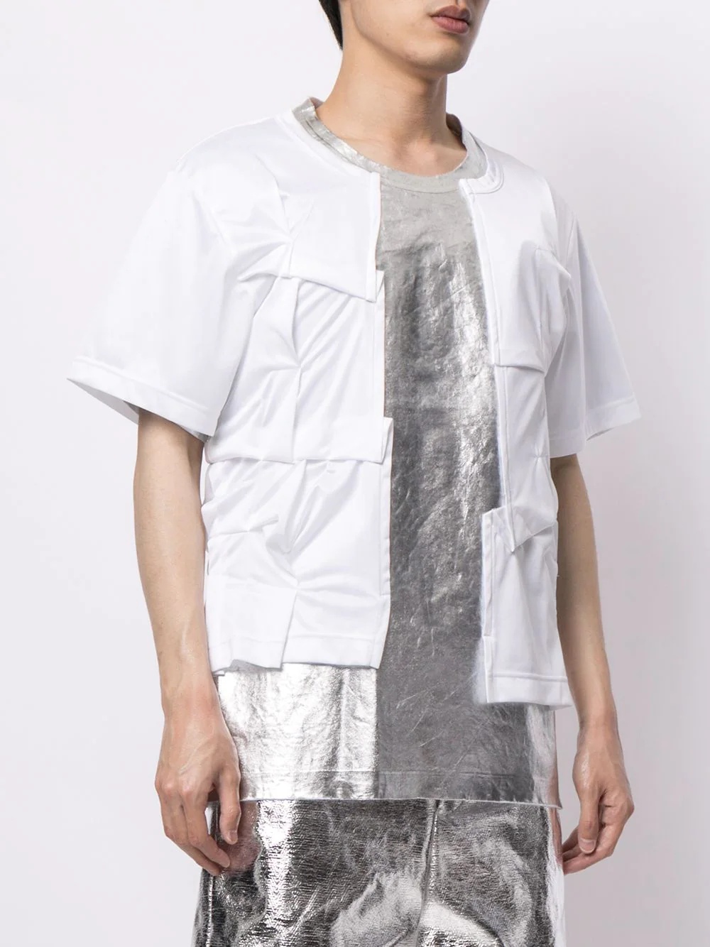 metallic-panel T-shirt - 3