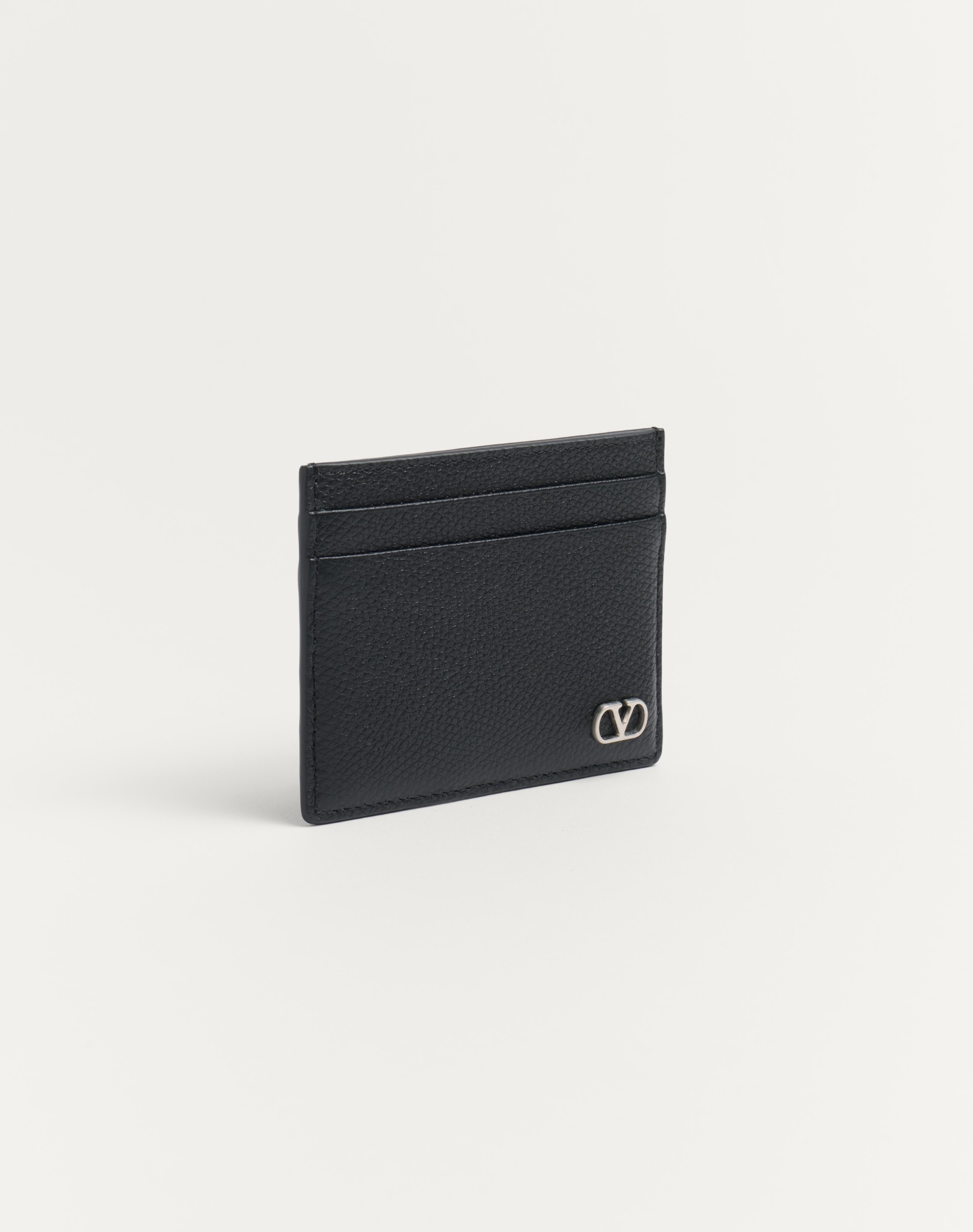 VLOGO SIGNATURE GRAINY CALFSKIN CARD HOLDER - 4