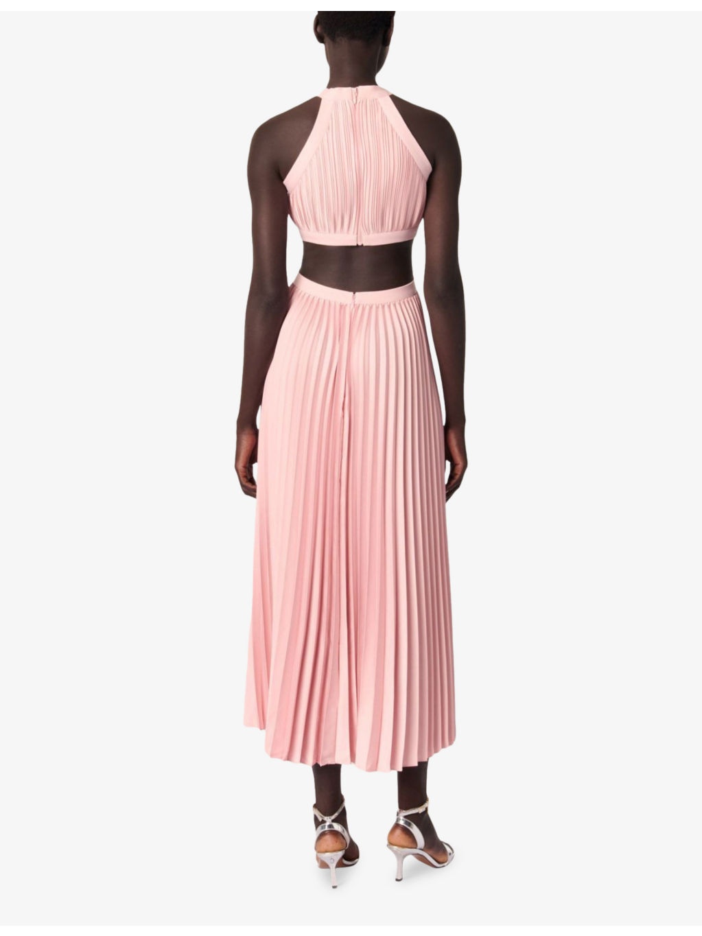 Pleated Cut-Out Woven Midi Dress - 4