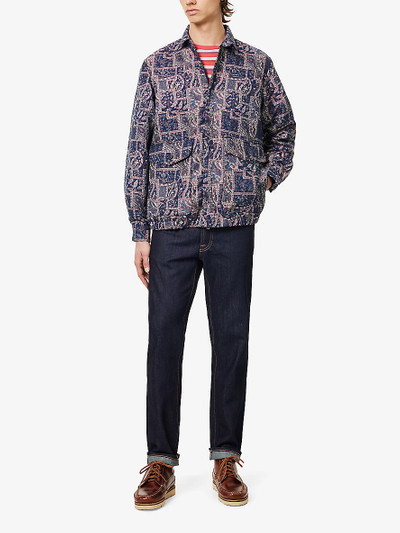 BEAMS PLUS Abstract-pattern spread-collar relaxed-fit woven jacket outlook