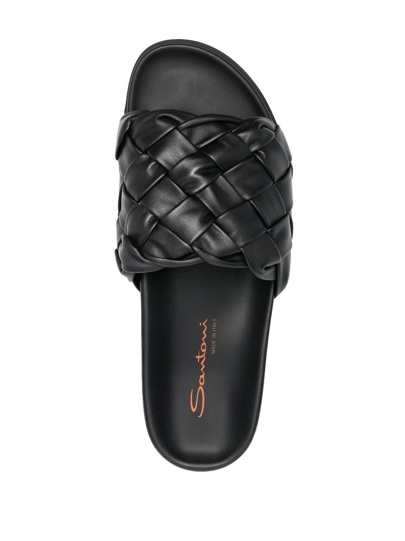 interwoven-design calf-leather slides 4