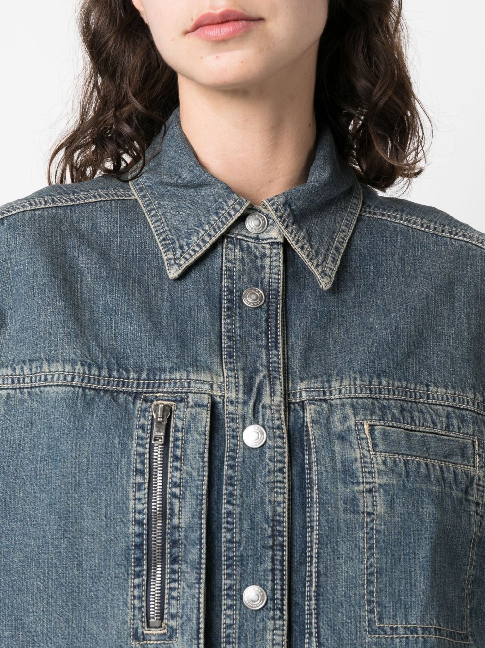 stonewashed denim overshirt - 5