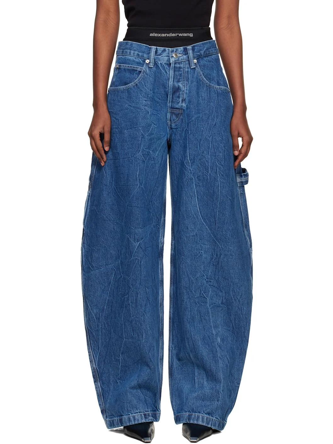 Blue Pre-Styled Mid-Rise Oversized Jeans - 1