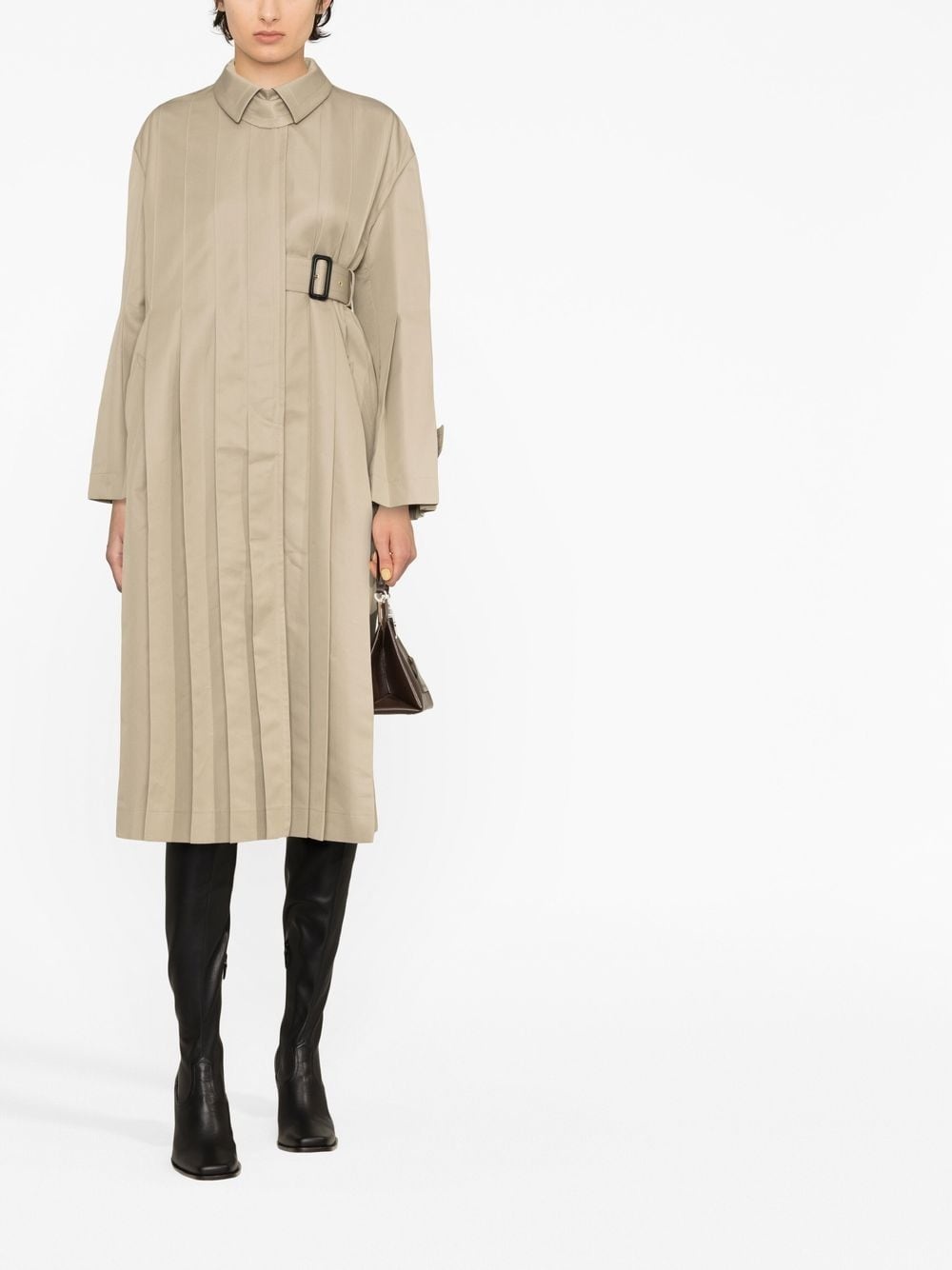 asymmetric pleated trench coat - 2